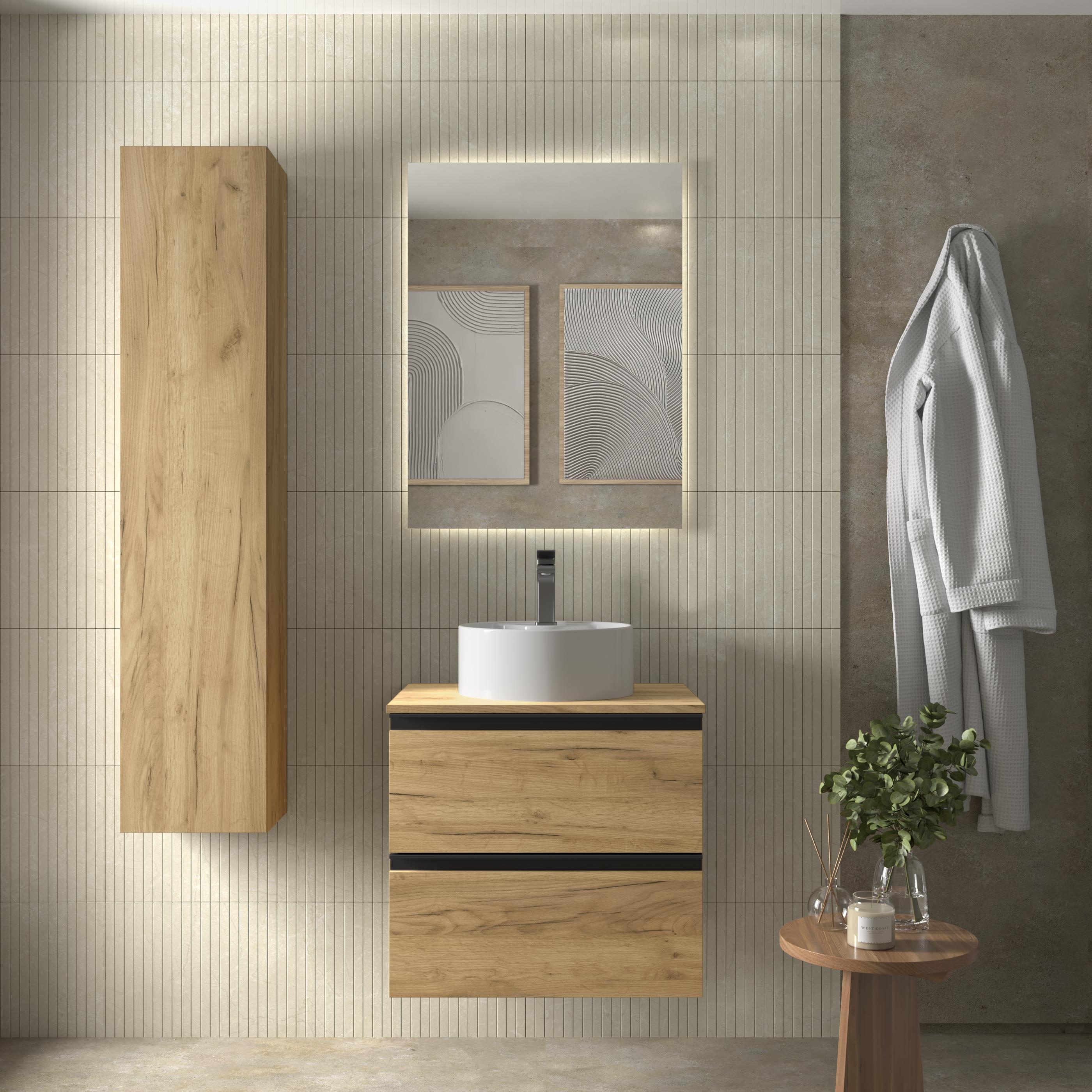 Imagen 0 de Mueble de baño metal con 2 cajones y  lavabo sobre encimera de 1 poza Bequia Salgar Roble