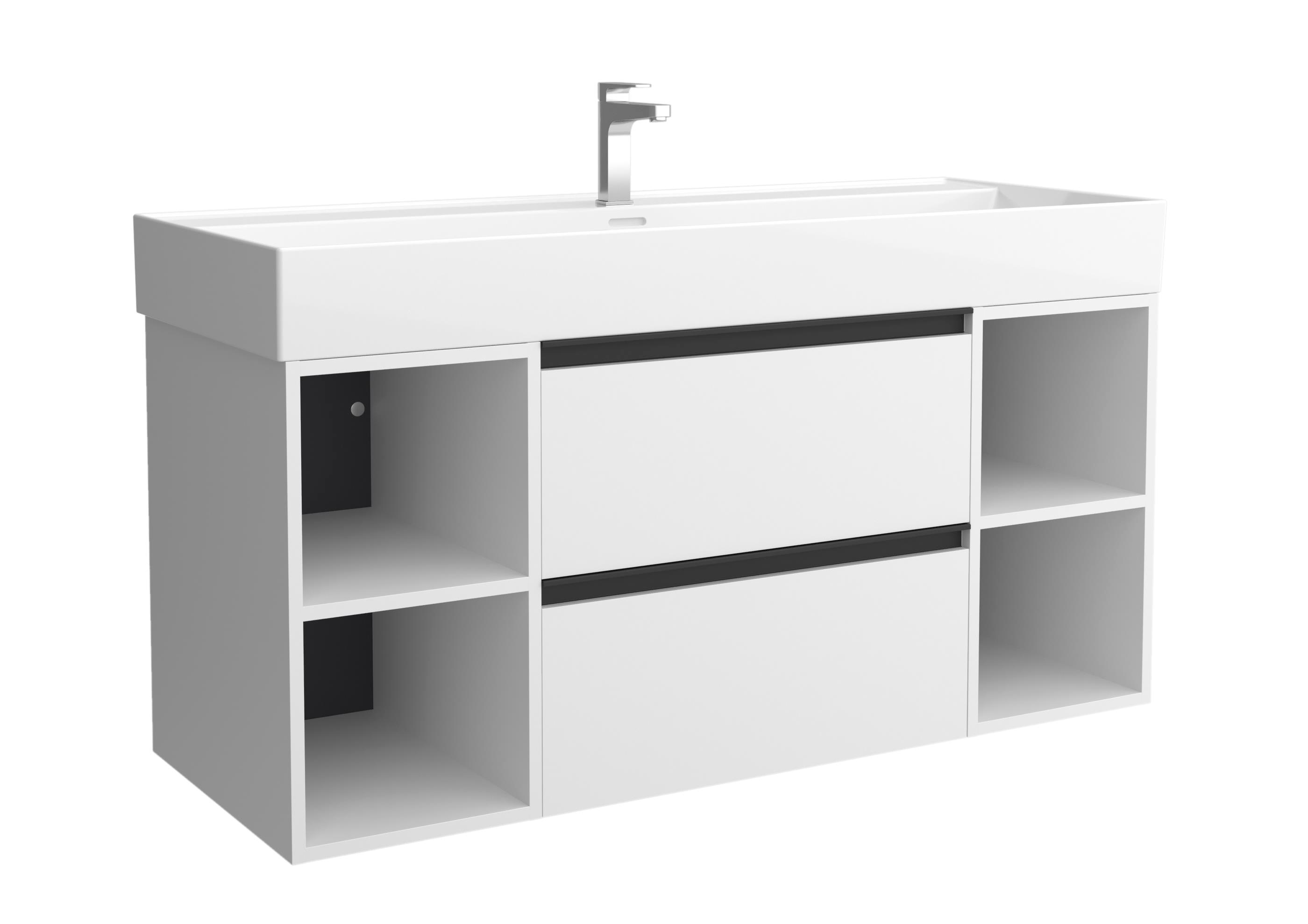 Imagen 1 de Mueble de baño con 2 cajones con 2 huecos y lavabo Veneto de 1 poza Bequia Plus Metal Salgar - Blanco mate 120 cm Blanco mate