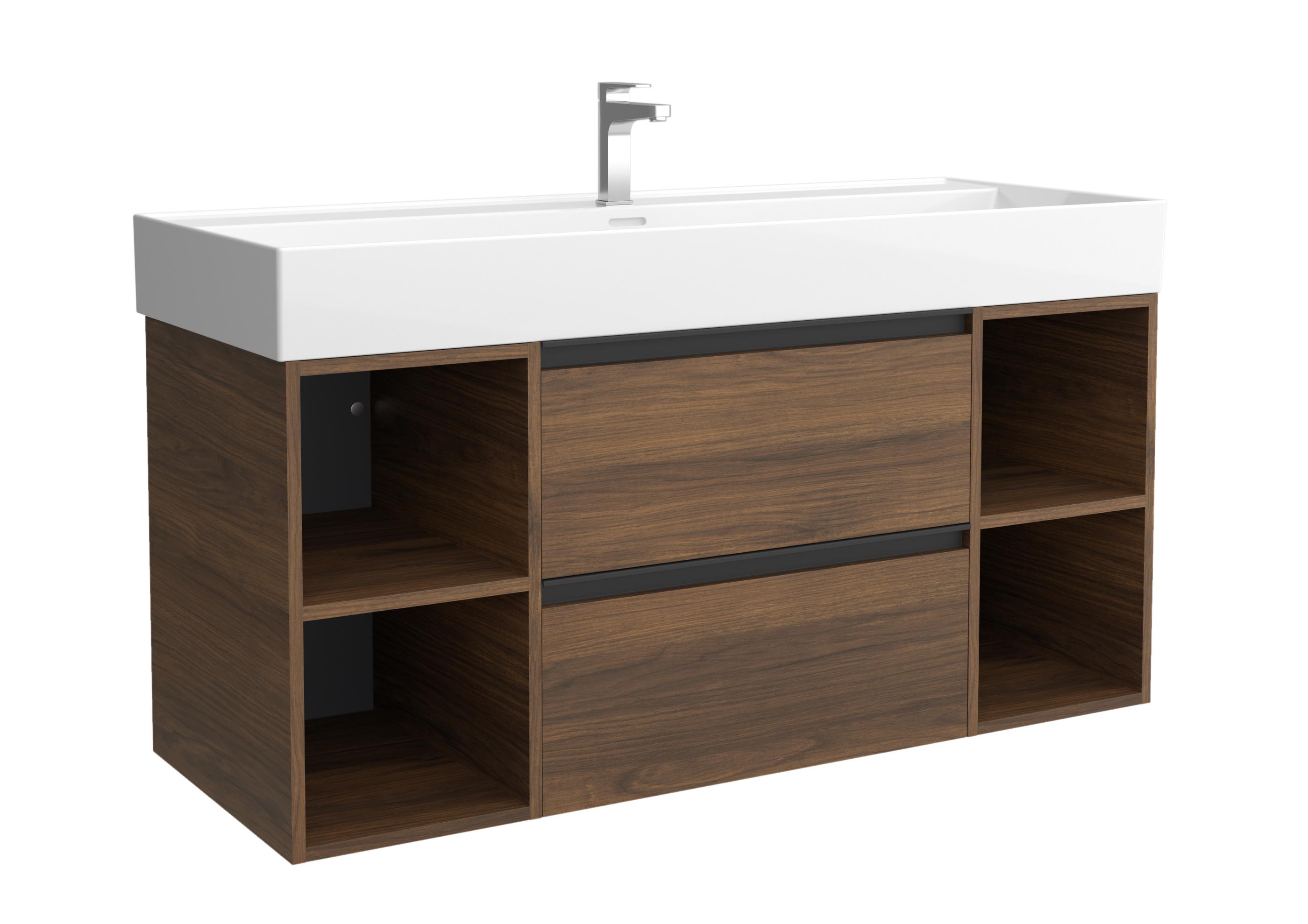 Imagen 1 de Mueble de baño con 2 cajones con 2 huecos y lavabo Veneto de 1 poza Bequia Plus Metal Salgar - Nogal 120 cm Nogal