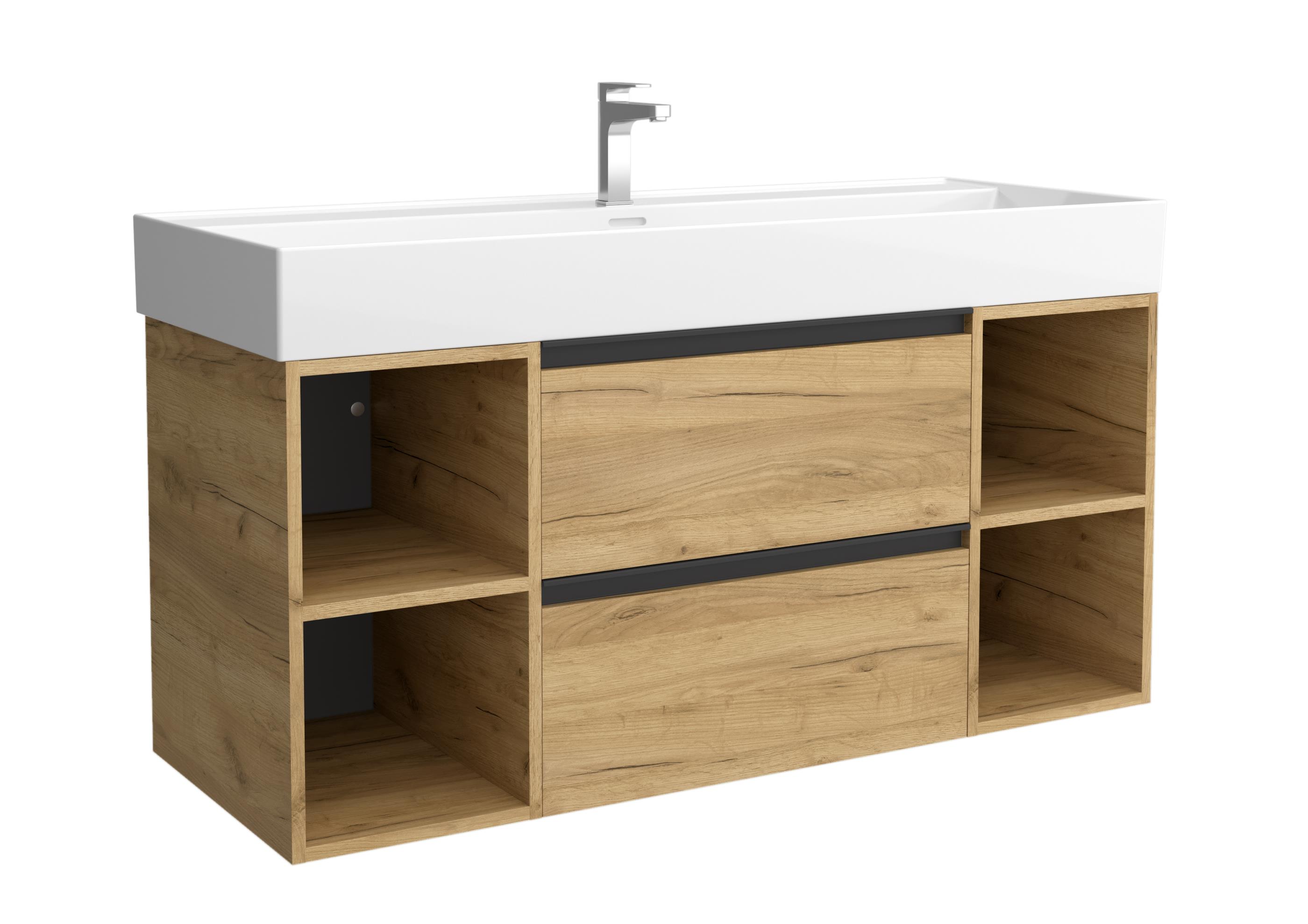 Imagen 1 de Mueble de baño con 2 cajones con 2 huecos y lavabo Veneto de 1 poza Bequia Plus Metal Salgar - Roble 120 cm Roble