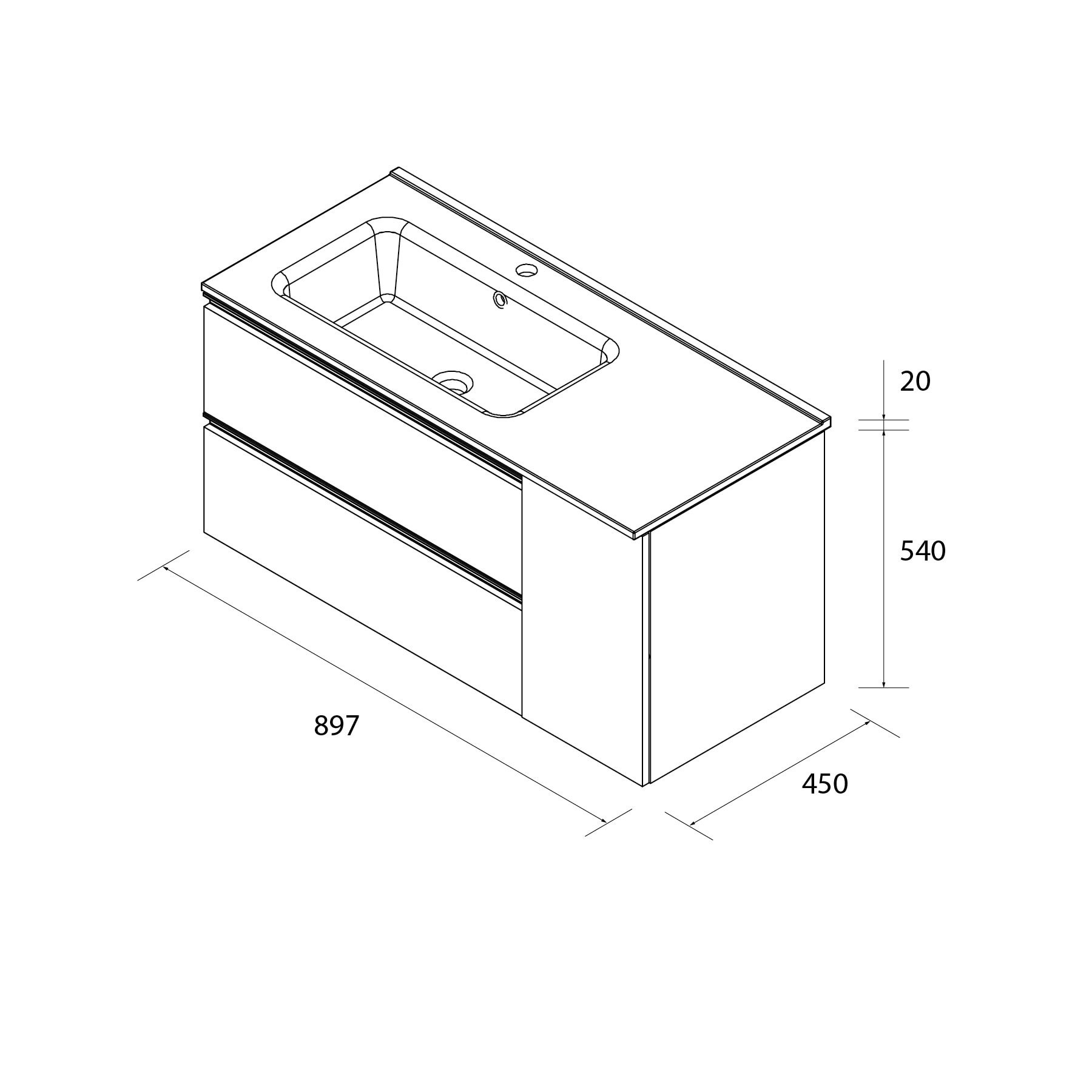 Imagen 6 de Mueble de baño con 2 cajones con 1 puerta y lavabo de 1 poza grifo izquierda Bequia Plus Metal Salgar - Roble 90 cm Roble