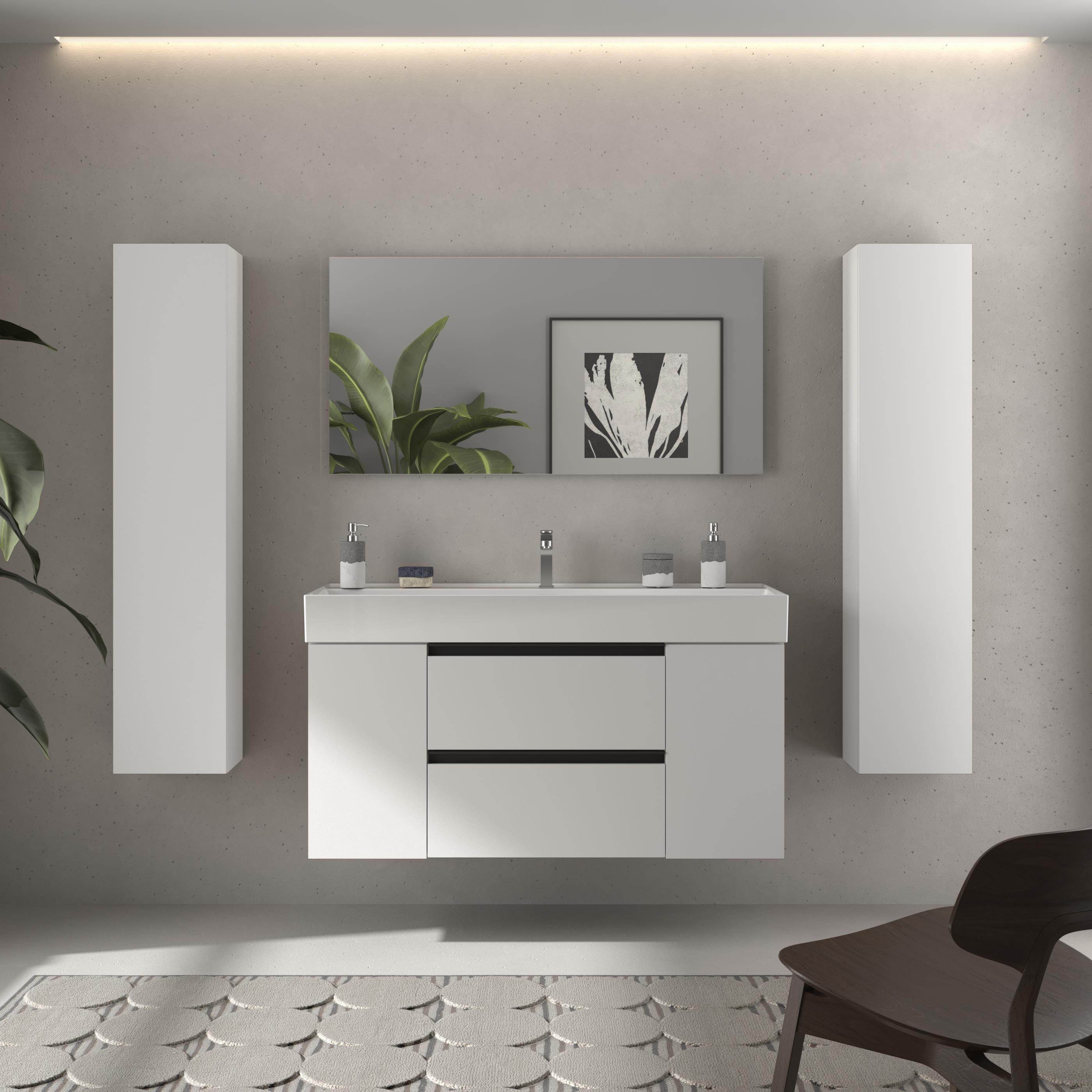 Imagen 2 de Mueble de baño con 2 cajones con 1 puerta y lavabo Veneto de 1 poza Bequia Plus Metal Salgar - Blanco mate 120 cm Blanco mate