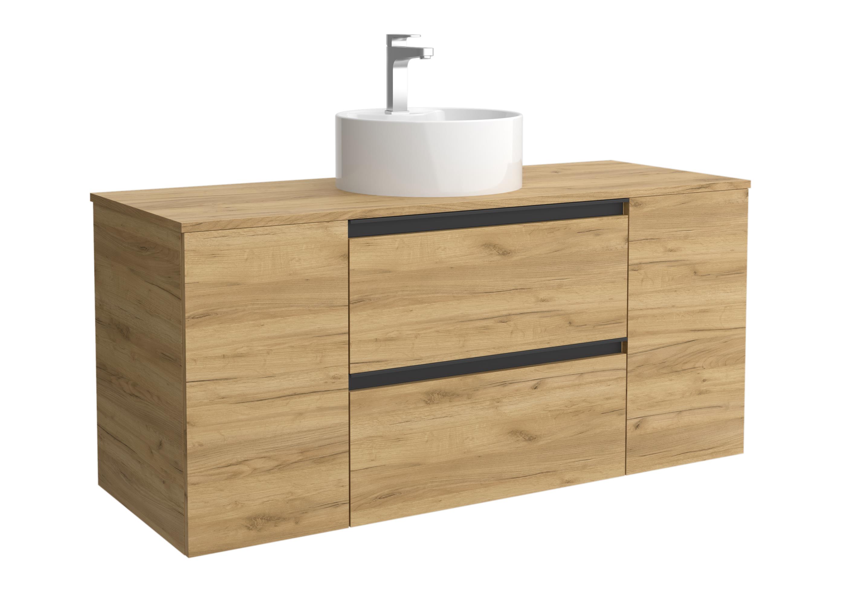 Imagen 1 de Mueble de baño con 2 cajones con 1 puerta y lavabo sobre encimera de 1 poza Bequia Plus Metal Salgar - Roble 120 cm Roble