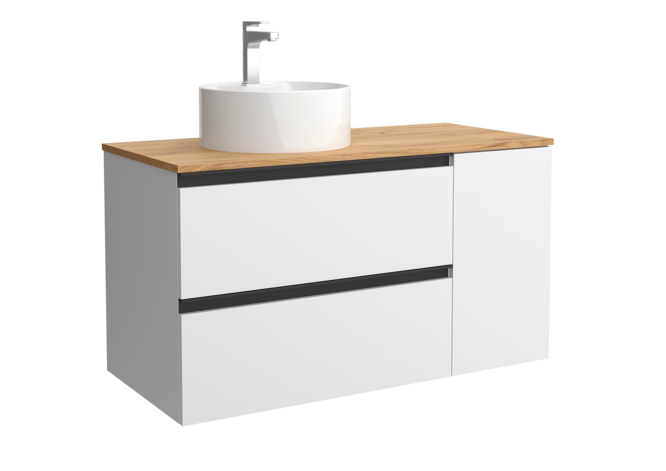 Imagen 0 de Mueble de baño con 2 cajones con 1 puerta y lavabo sobre encimera de 1 poza lado reversible Bequia Plus Metal Salgar Roble