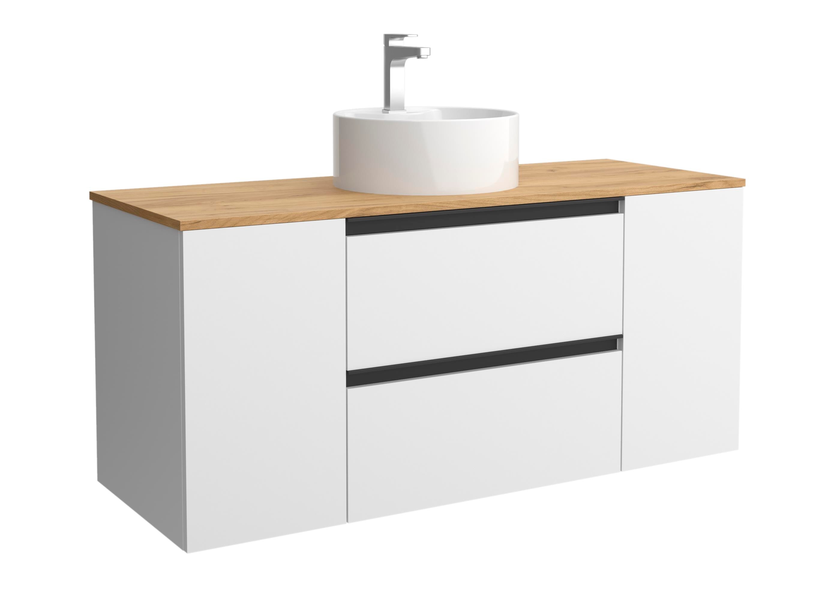 Imagen 1 de Mueble de baño con 2 cajones con 1 puerta y lavabo sobre encimera de 1 poza Bequia Plus Metal Salgar - Blanco mate 120 cm Blanco mate