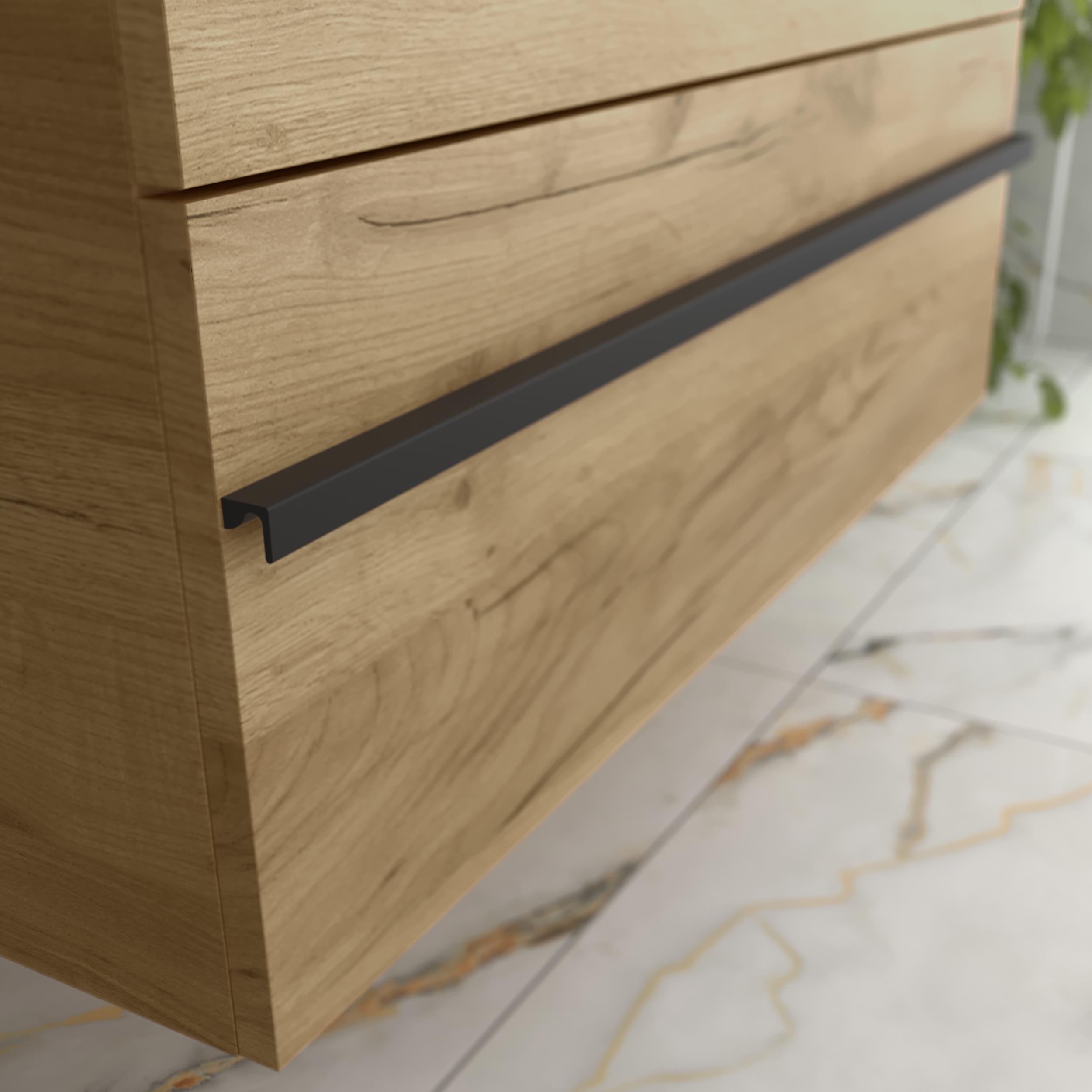 Mueble de baño con 4 cajones y lavabo Vilna de 2 pozas Born Salgar - Roble 160 cm Roble-3