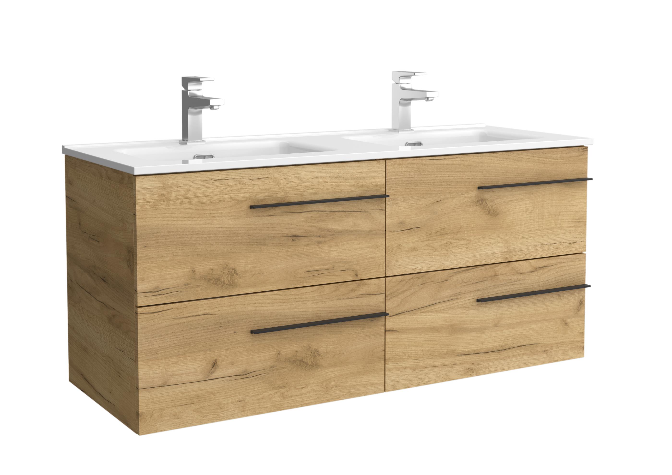 Imagen 1 de Mueble de baño con 4 cajones y lavabo de 2 pozas Yara Salgar - Roble 120 cm Roble