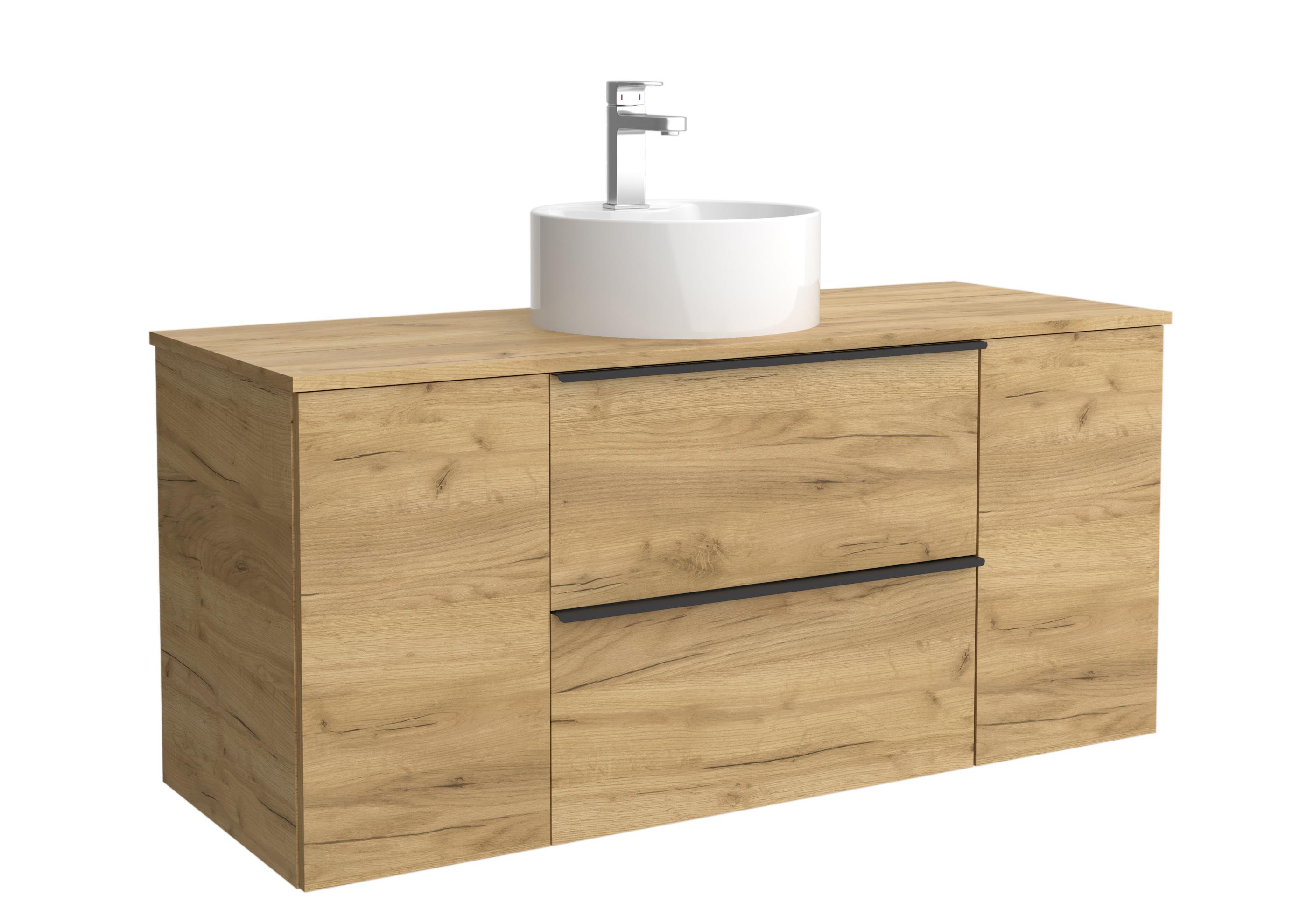 Imagen 1 de Mueble de baño con 2 cajones con 1 puerta y lavabo sobre encimera de 1 poza Nabua Plus Salgar - Roble 120 cm Roble