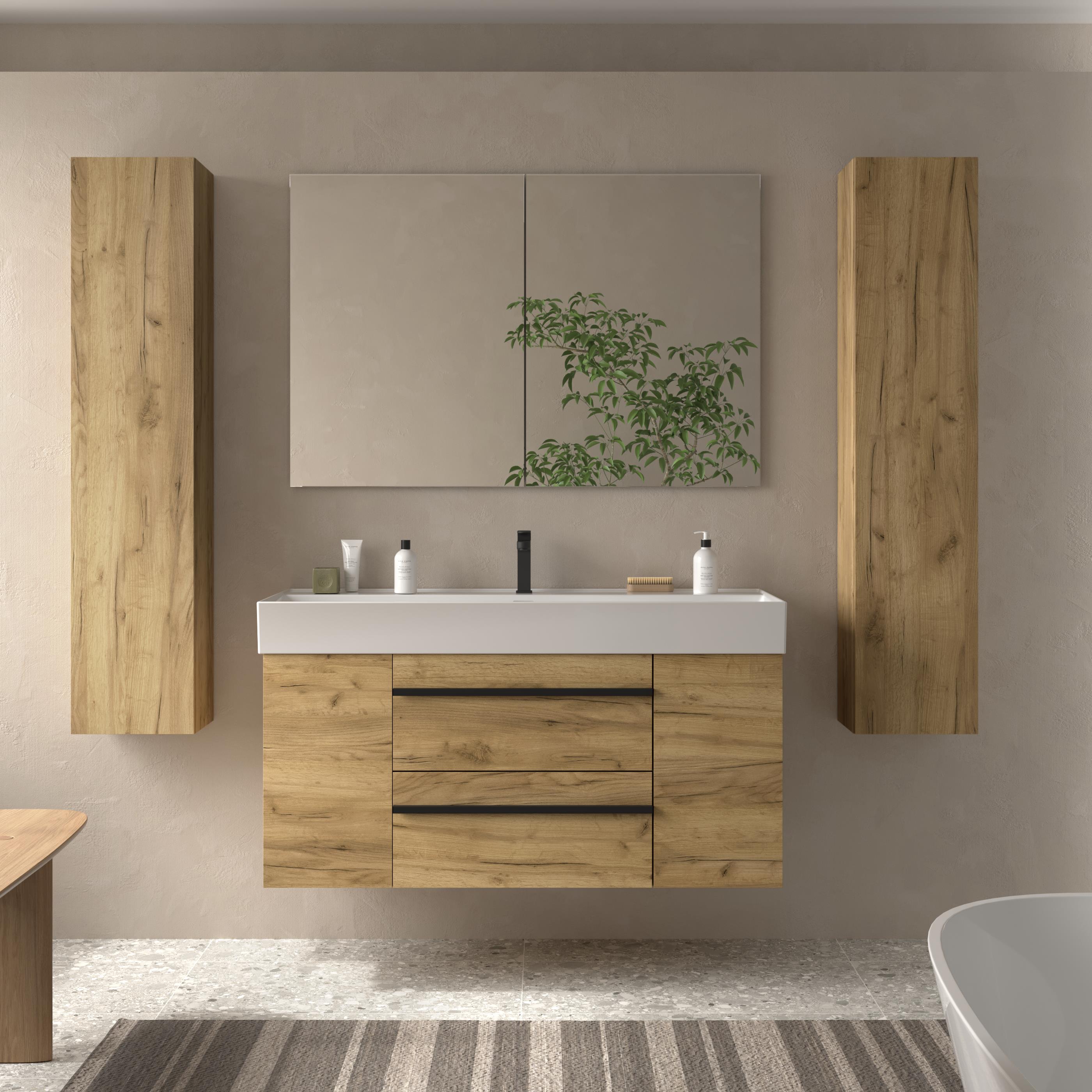 Imagen 2 de Mueble de baño con 2 cajones con 1 puerta y lavabo Veneto de 1 poza Born Plus Salgar - Roble 120 cm Roble