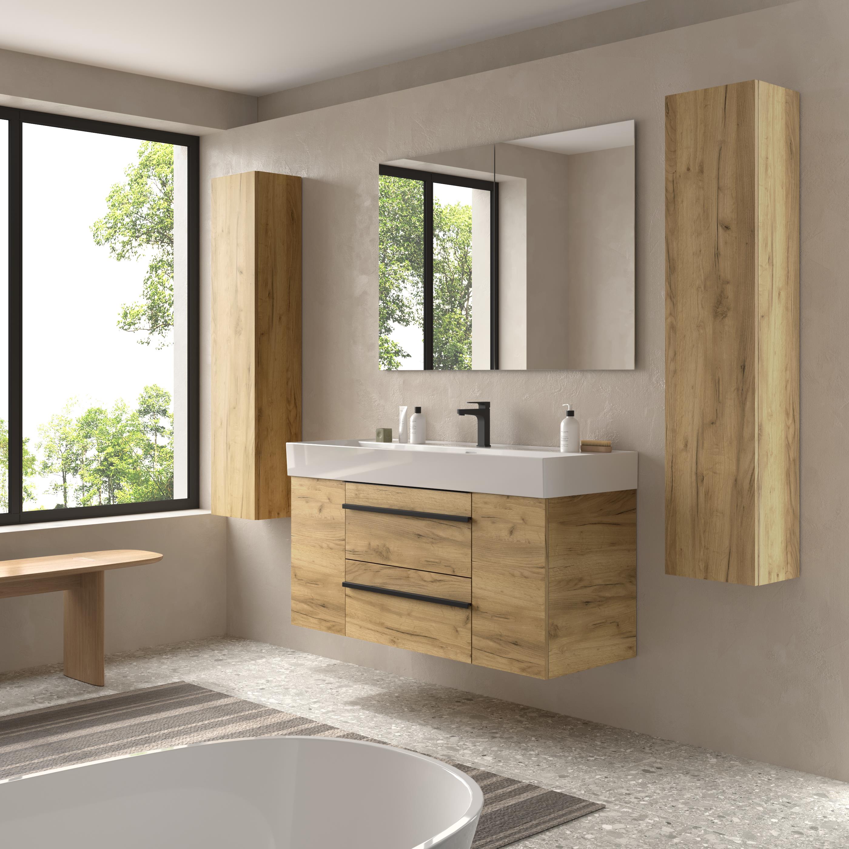 Imagen 3 de Mueble de baño con 2 cajones con 1 puerta y lavabo Veneto de 1 poza Born Plus Salgar - Roble 120 cm Roble