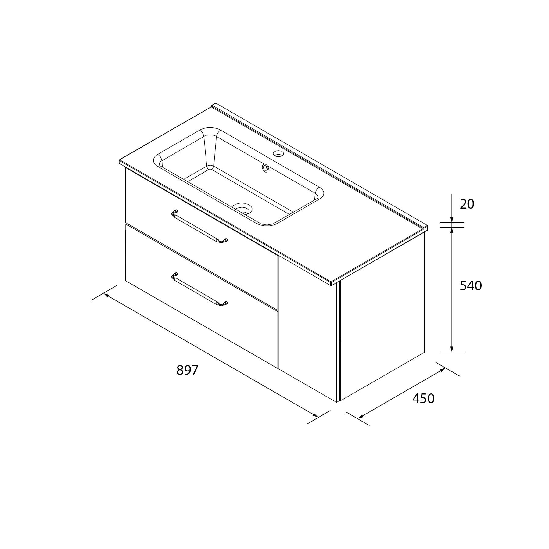 Imagen 6 de Mueble de baño con 2 cajones con 1 puerta y lavabo de 1 poza grifo izquierda Morai Plus Salgar - Roble 90 cm Roble