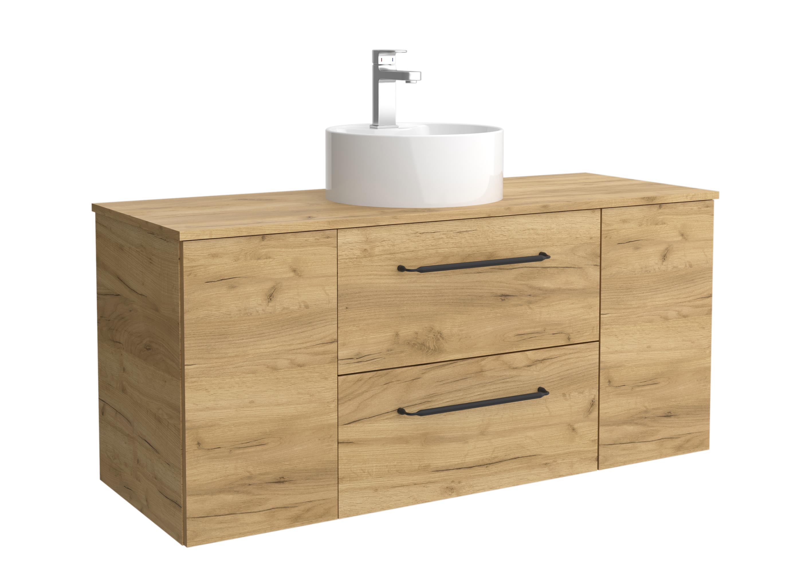 Imagen 1 de Mueble de baño con 2 cajones con 1 puerta y lavabo sobre encimera de 1 poza Morai Plus Salgar - Roble 120 cm Roble