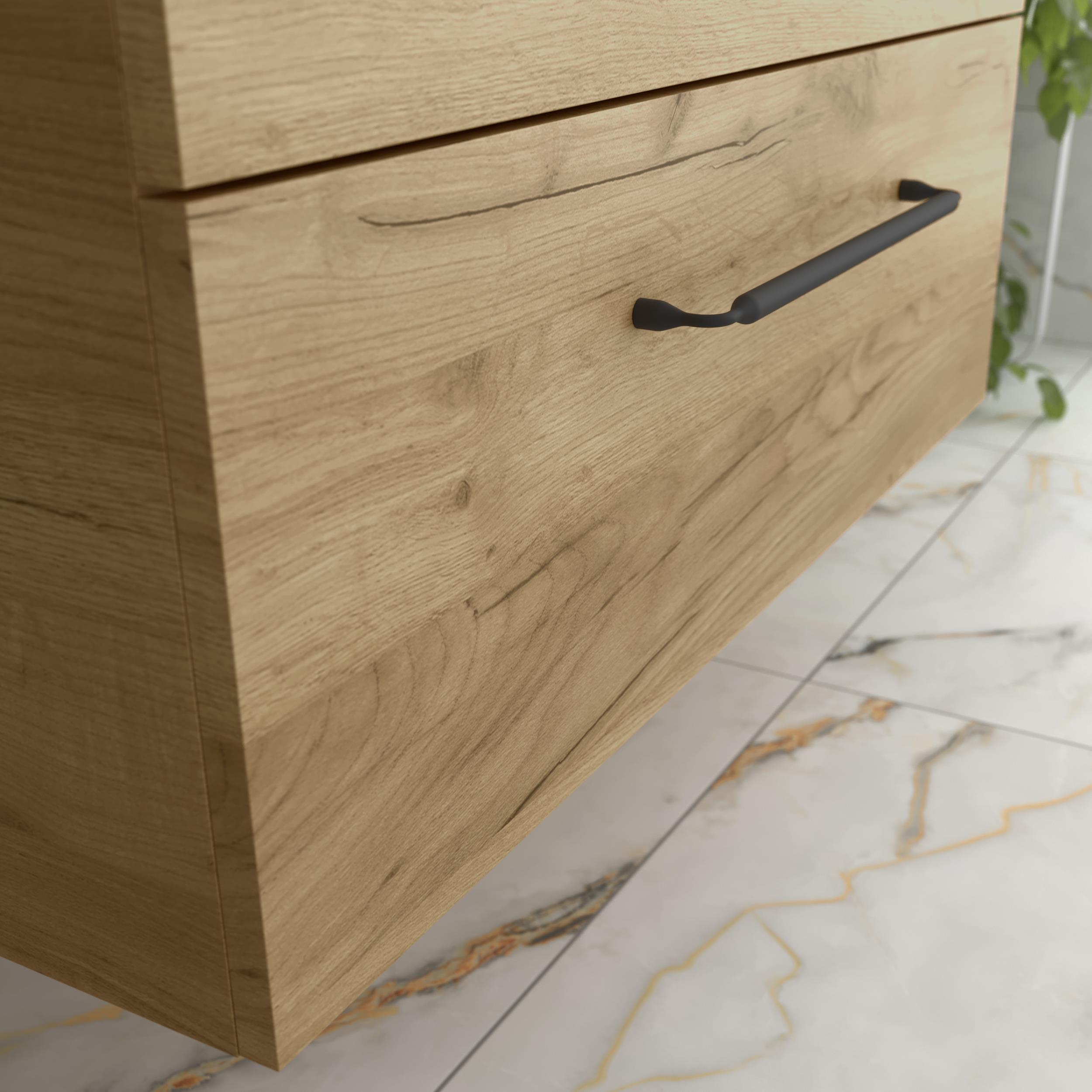 Imagen 4 de Mueble de baño con 2 cajones con 1 puerta y lavabo sobre encimera de 1 poza Morai Plus Salgar - Roble 120 cm Roble