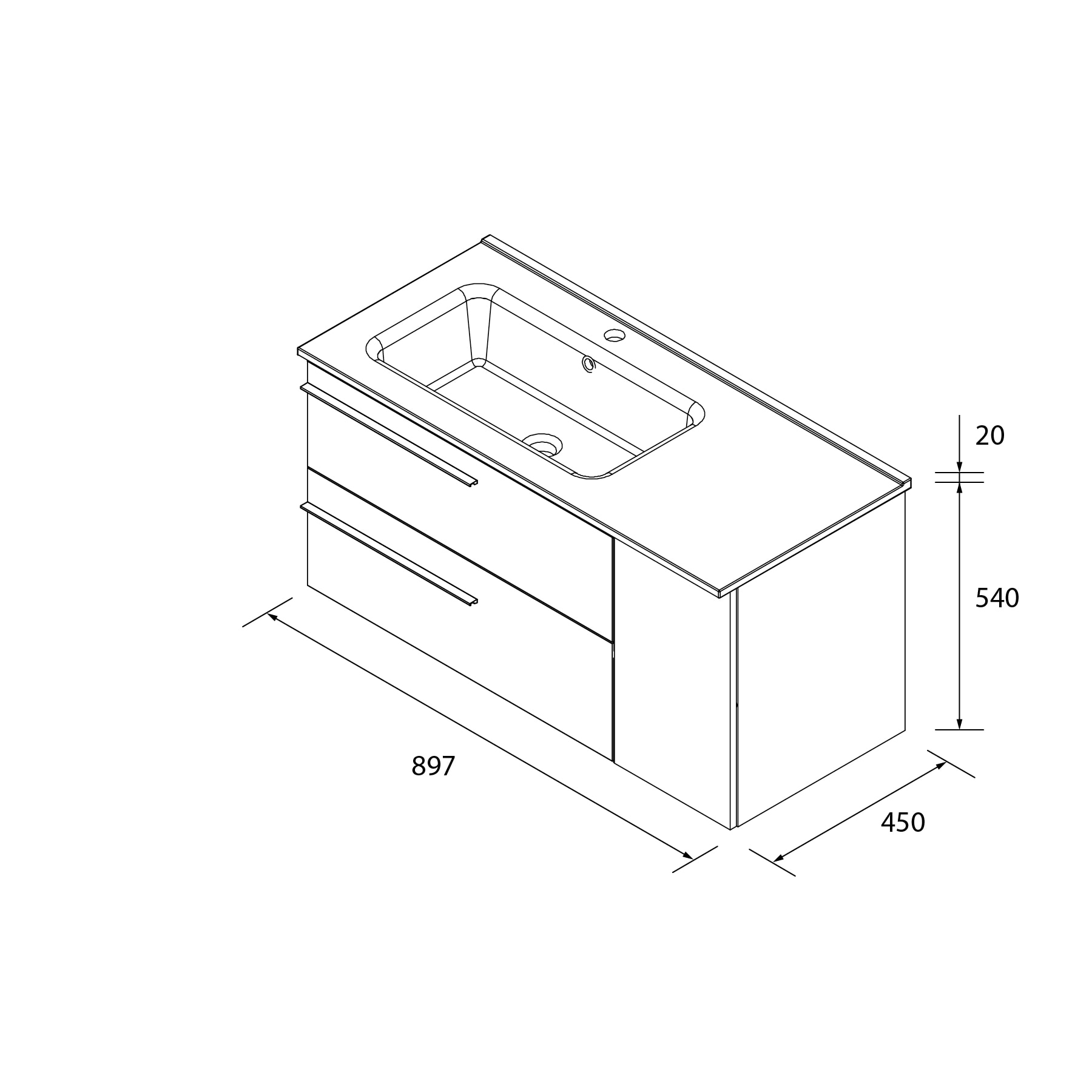 Imagen 6 de Mueble de baño con 2 cajones con 1 puerta y lavabo de 1 poza grifo izquierda Yara Plus Salgar - Roble 90 cm Roble