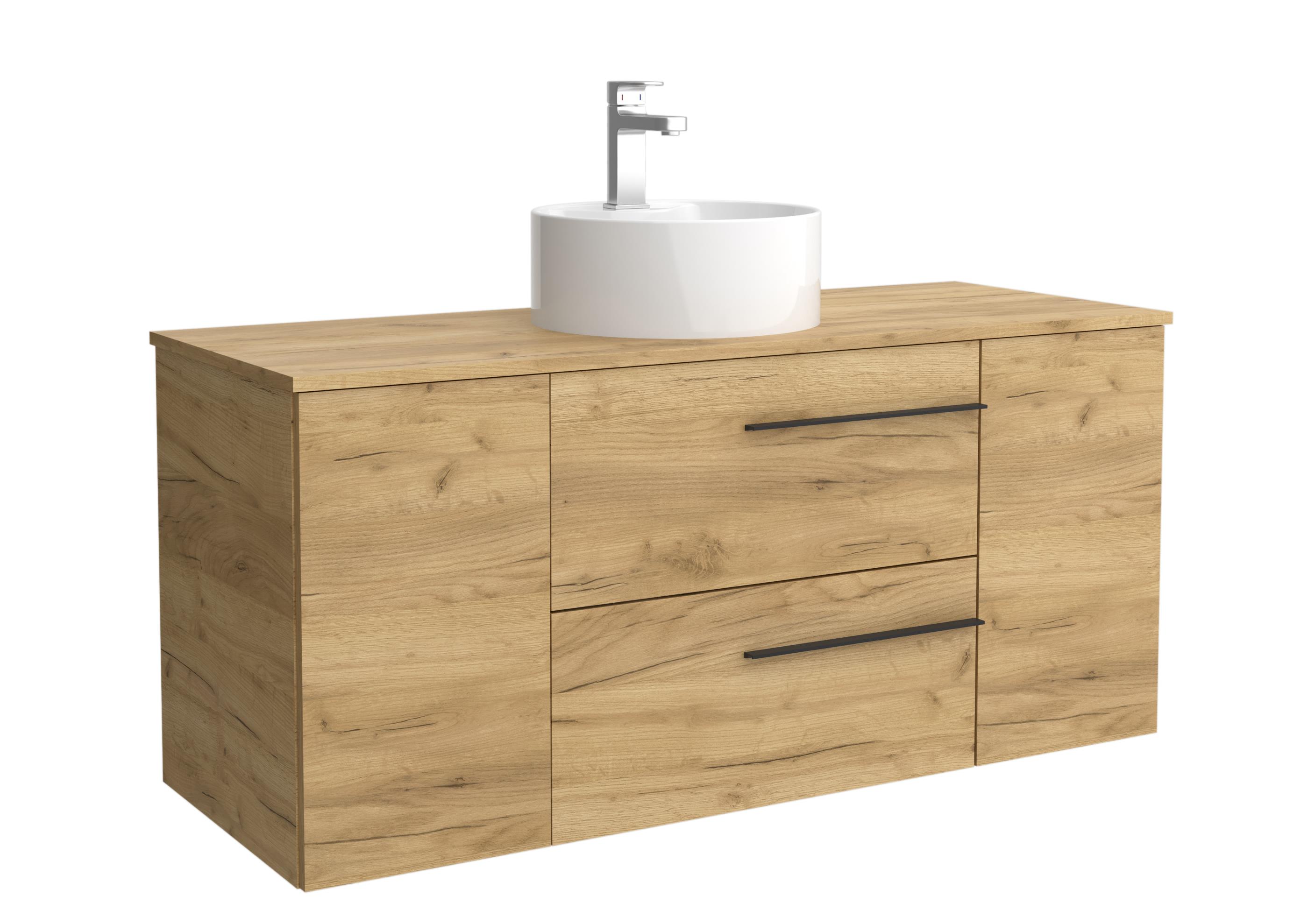 Imagen 1 de Mueble de baño con 2 cajones con 1 puerta y lavabo sobre encimera de 1 poza Yara Plus Salgar - Roble 120 cm Roble