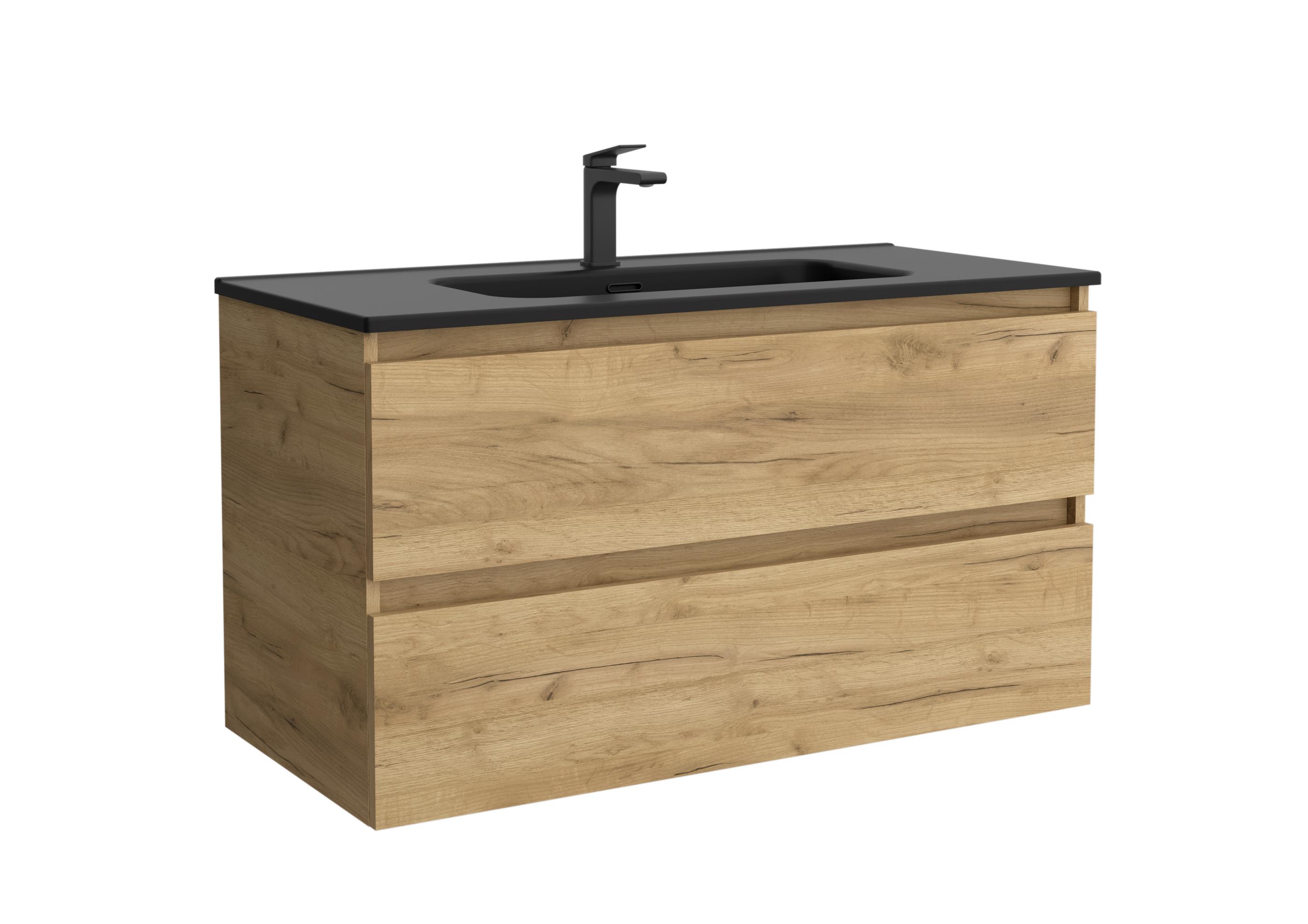 Salgar - Mueble de baño con 2 cajones y lavabo negro de 1 poza Bequia Salgar.