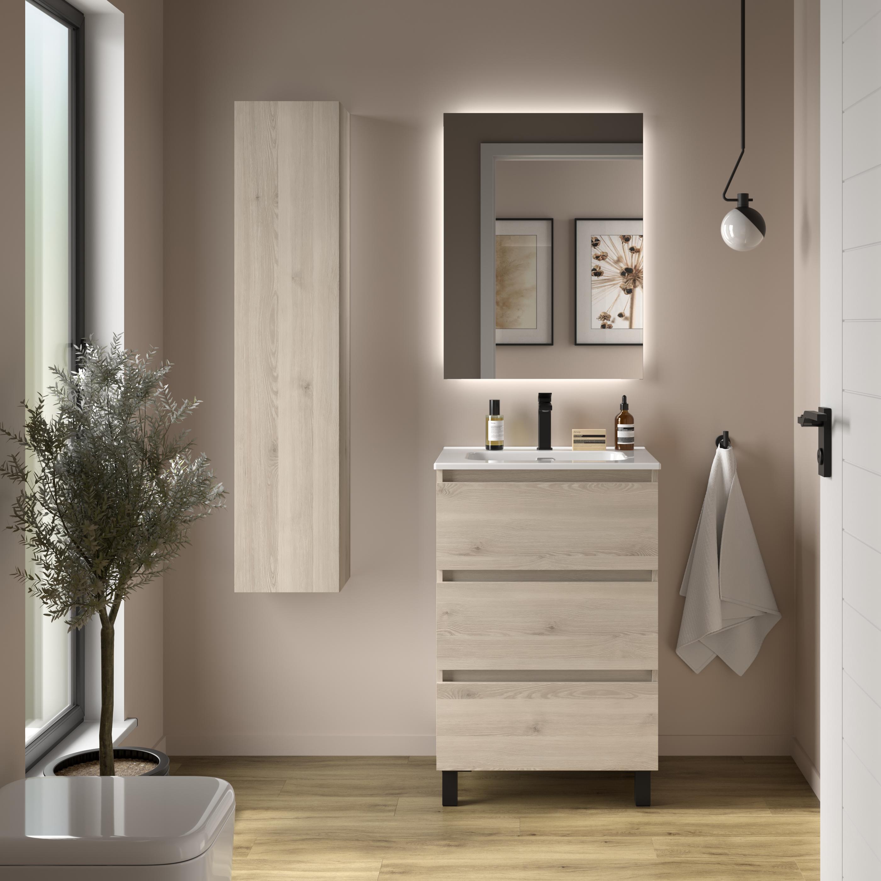 Imagen 2 de Mueble de baño 3C con 3 cajones y lavabo de 1 poza Bequia Salgar - Natural 80 cm Natural