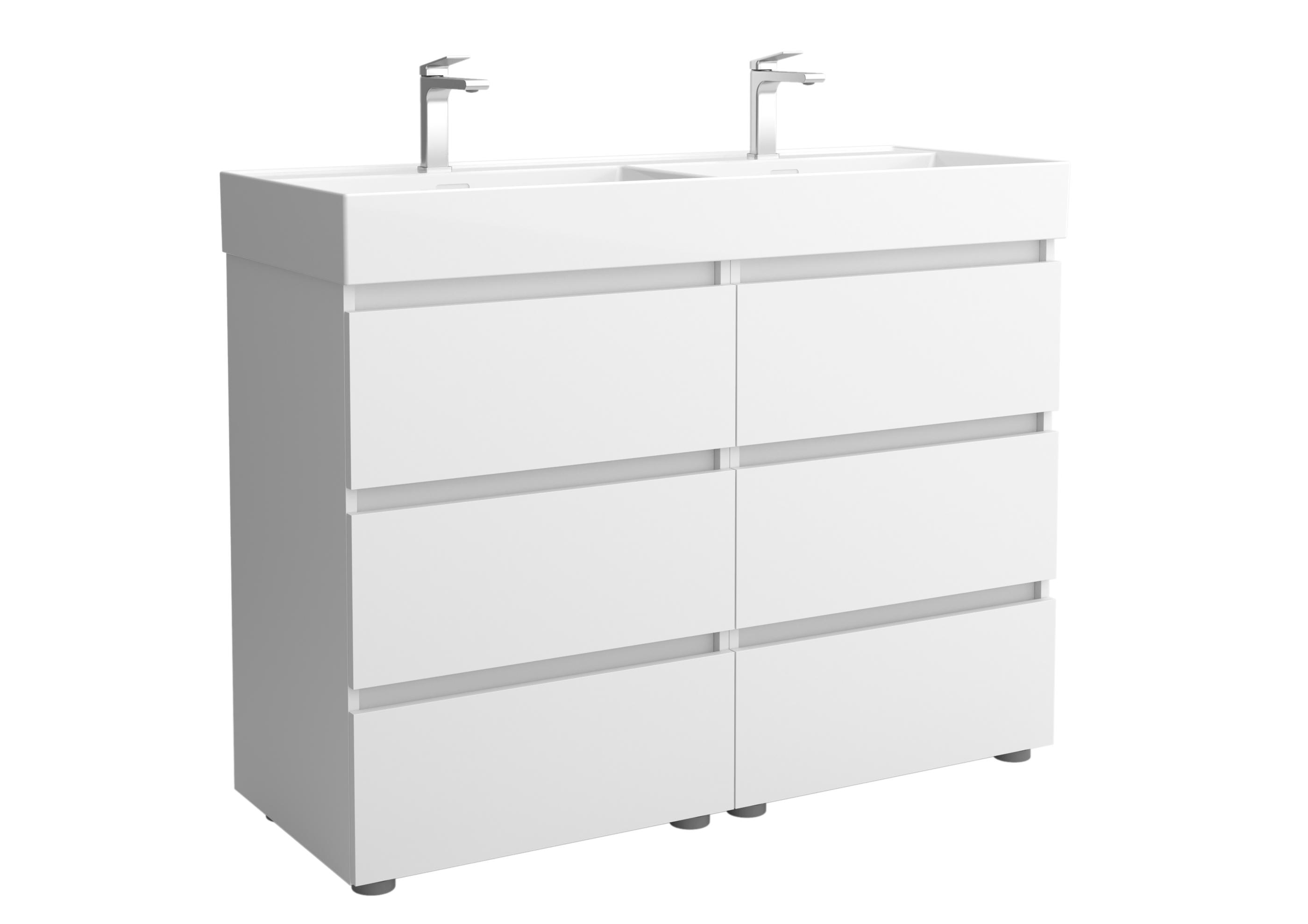 Imagen 1 de Mueble de baño 3C con 6 cajones y lavabo Veneto de 2 pozas Bequia Salgar - Blanco mate 120 cm Blanco mate