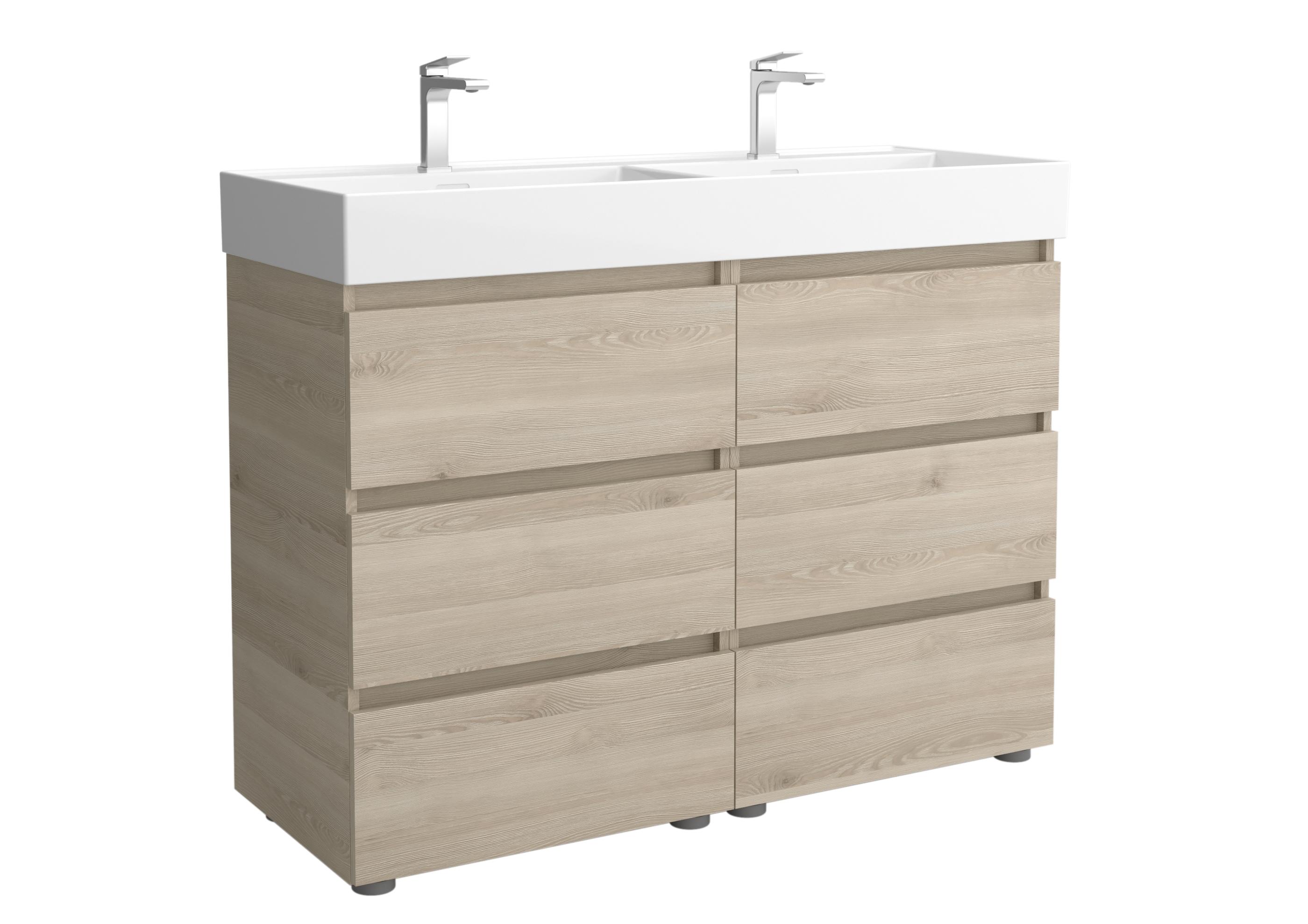 Imagen 1 de Mueble de baño 3C con 6 cajones y lavabo Veneto de 2 pozas Bequia Salgar - Natural 120 cm Natural