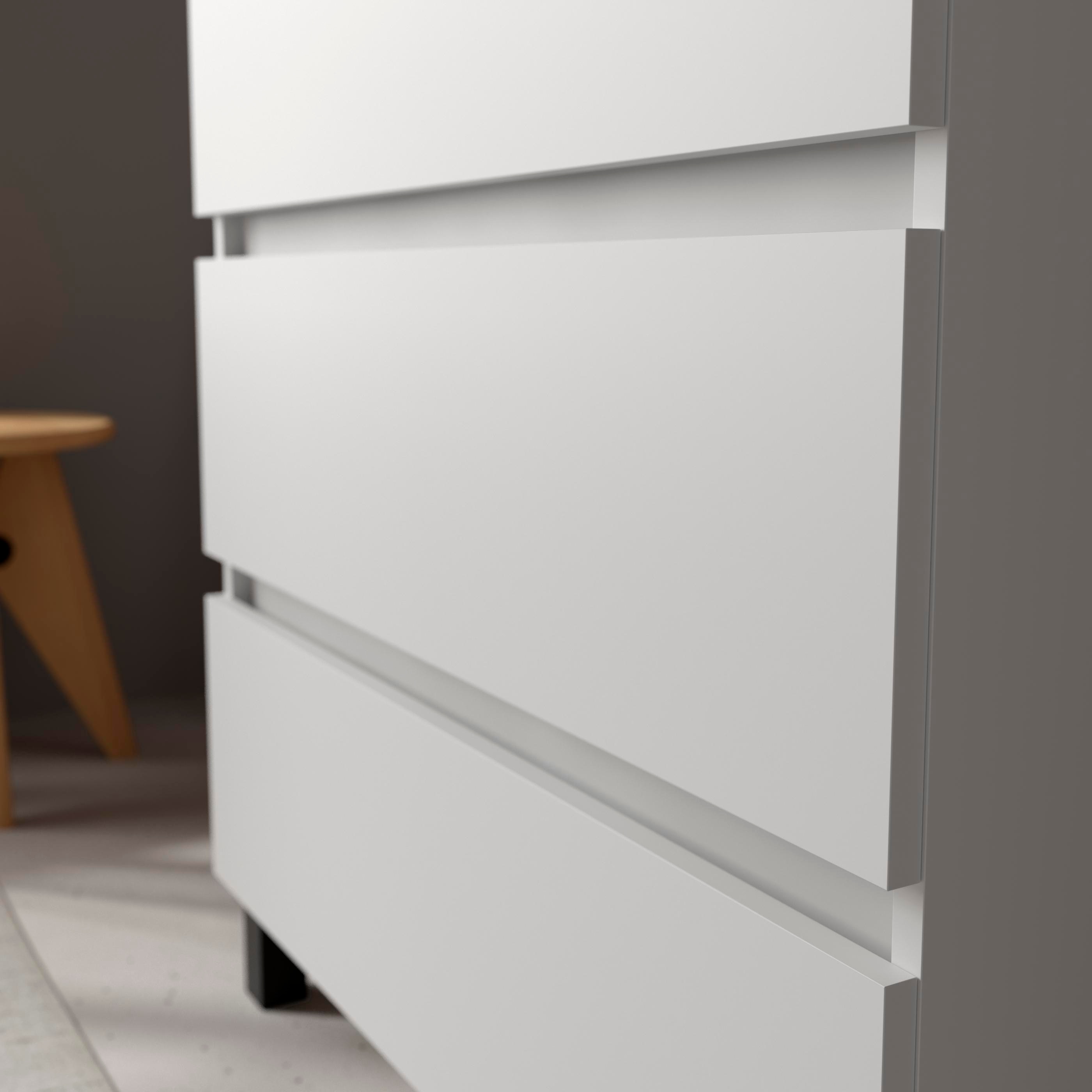 Imagen 4 de Mueble de baño 3C con 3 cajones con 1 puerta y lavabo de 1 poza grifo derecha Bequia Plus Salgar - Blanco mate 90 cm Blanco mate