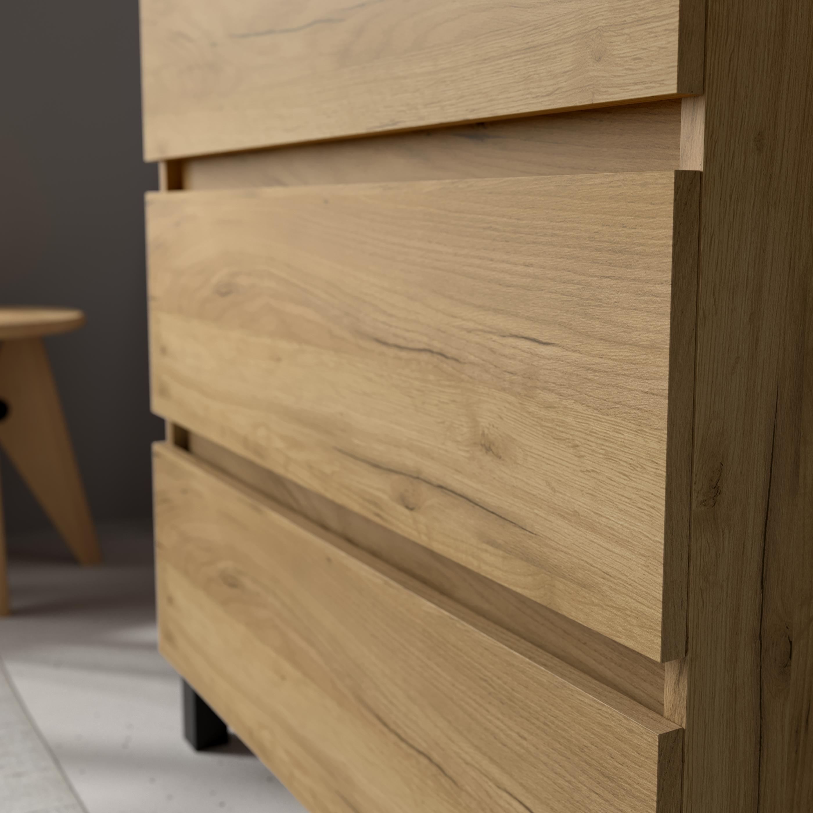 Mueble de baño 3C con 3 cajones con 1 puerta y lavabo de 1 poza grifo izquierda Bequia Plus Salgar - Roble 90 cm Roble-4