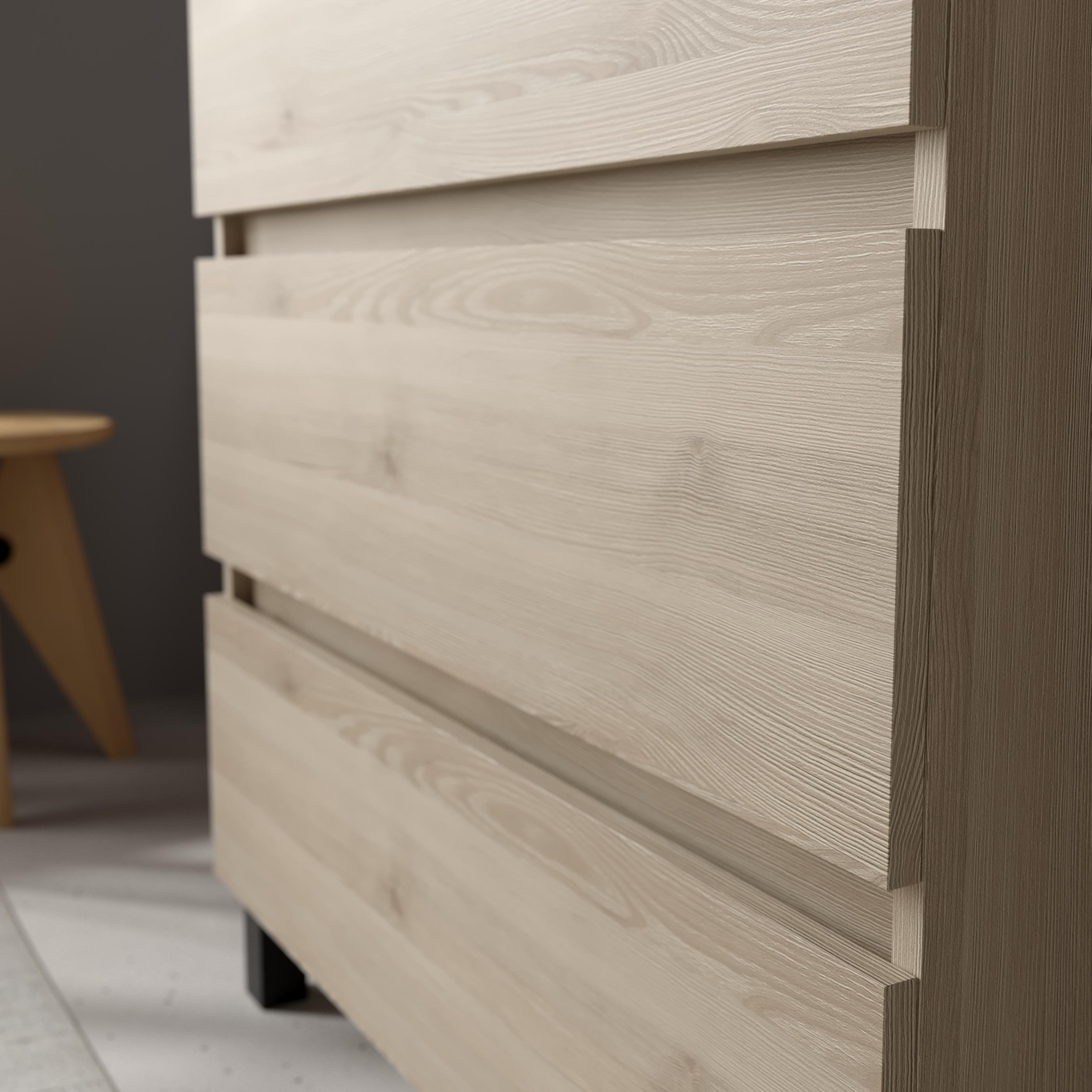 Mueble de baño 3C con 3 cajones con 1 puerta y lavabo de 1 poza grifo izquierda Bequia Plus Salgar - Natural 90 cm Natural-4