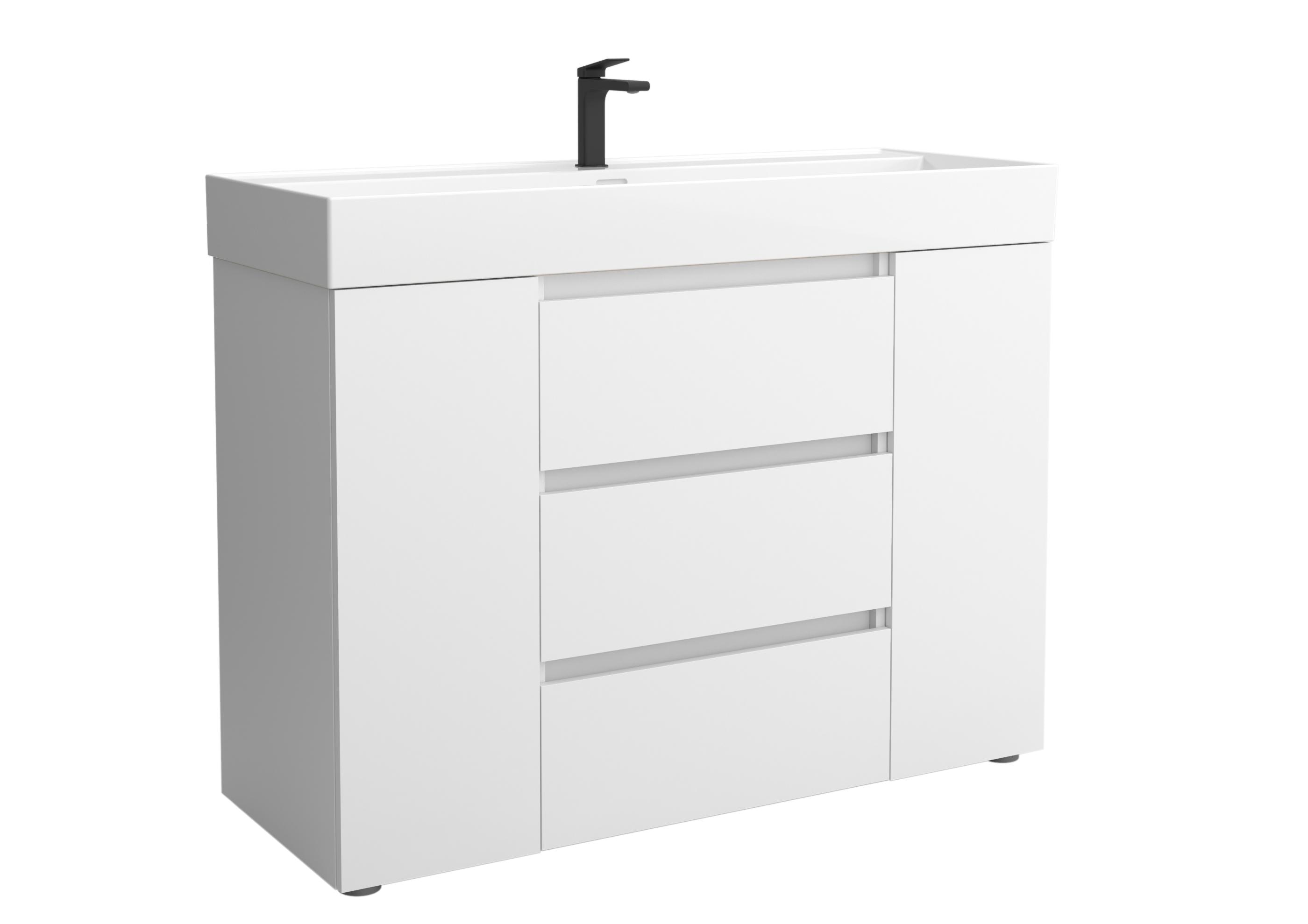 Imagen 1 de Mueble de baño 3C con 3 cajones con 1 puerta y lavabo Veneto de 1 poza Bequia Plus Salgar - Blanco mate 120 cm Blanco mate