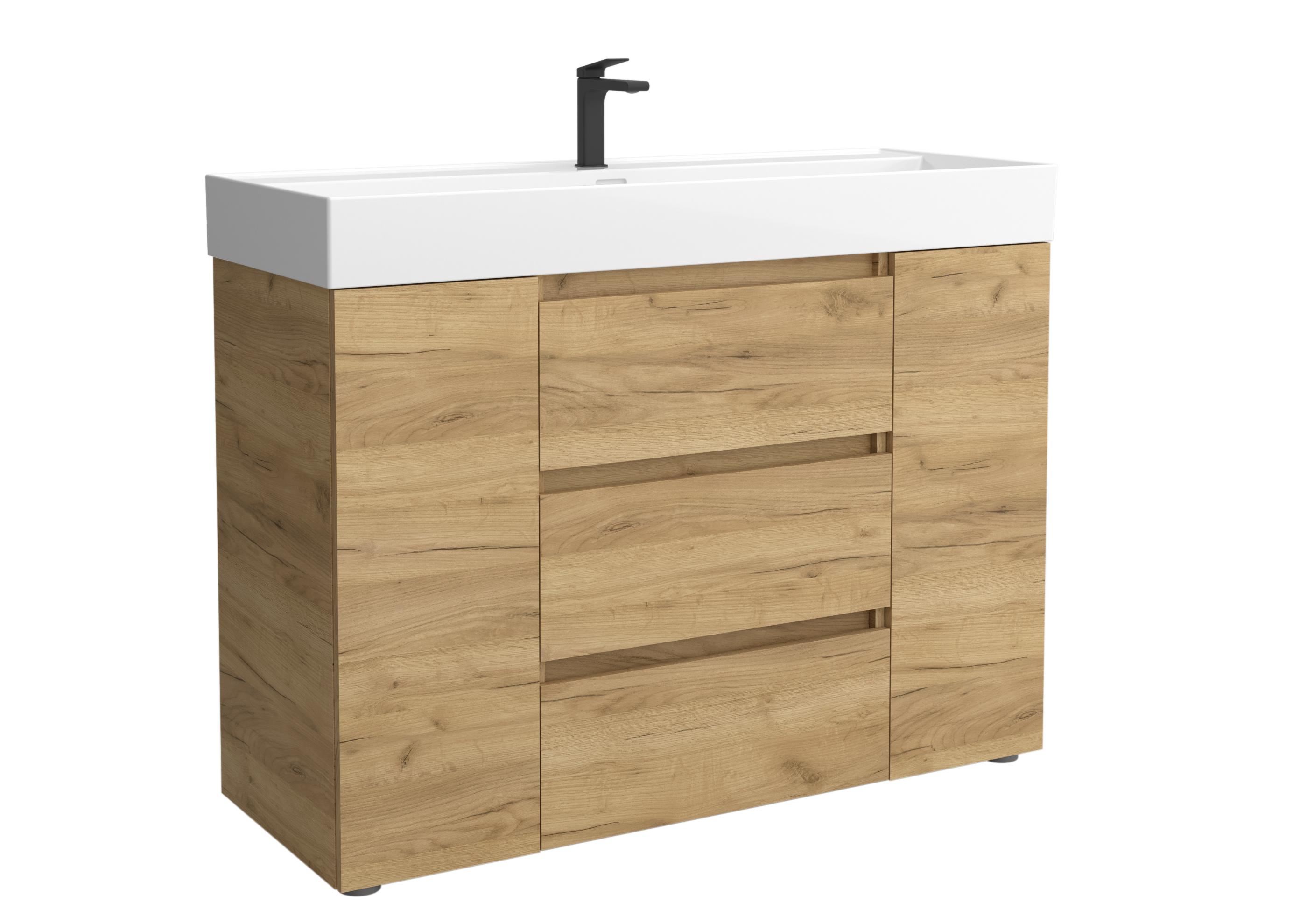 Imagen 1 de Mueble de baño 3C con 3 cajones con 1 puerta y lavabo Veneto de 1 poza Bequia Plus Salgar - Roble 120 cm Roble