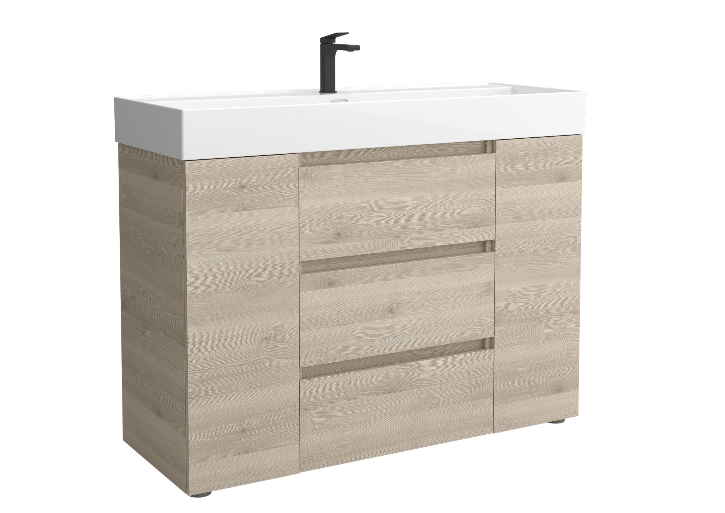 Imagen 1 de Mueble de baño 3C con 3 cajones con 1 puerta y lavabo Veneto de 1 poza Bequia Plus Salgar - Natural 120 cm Natural