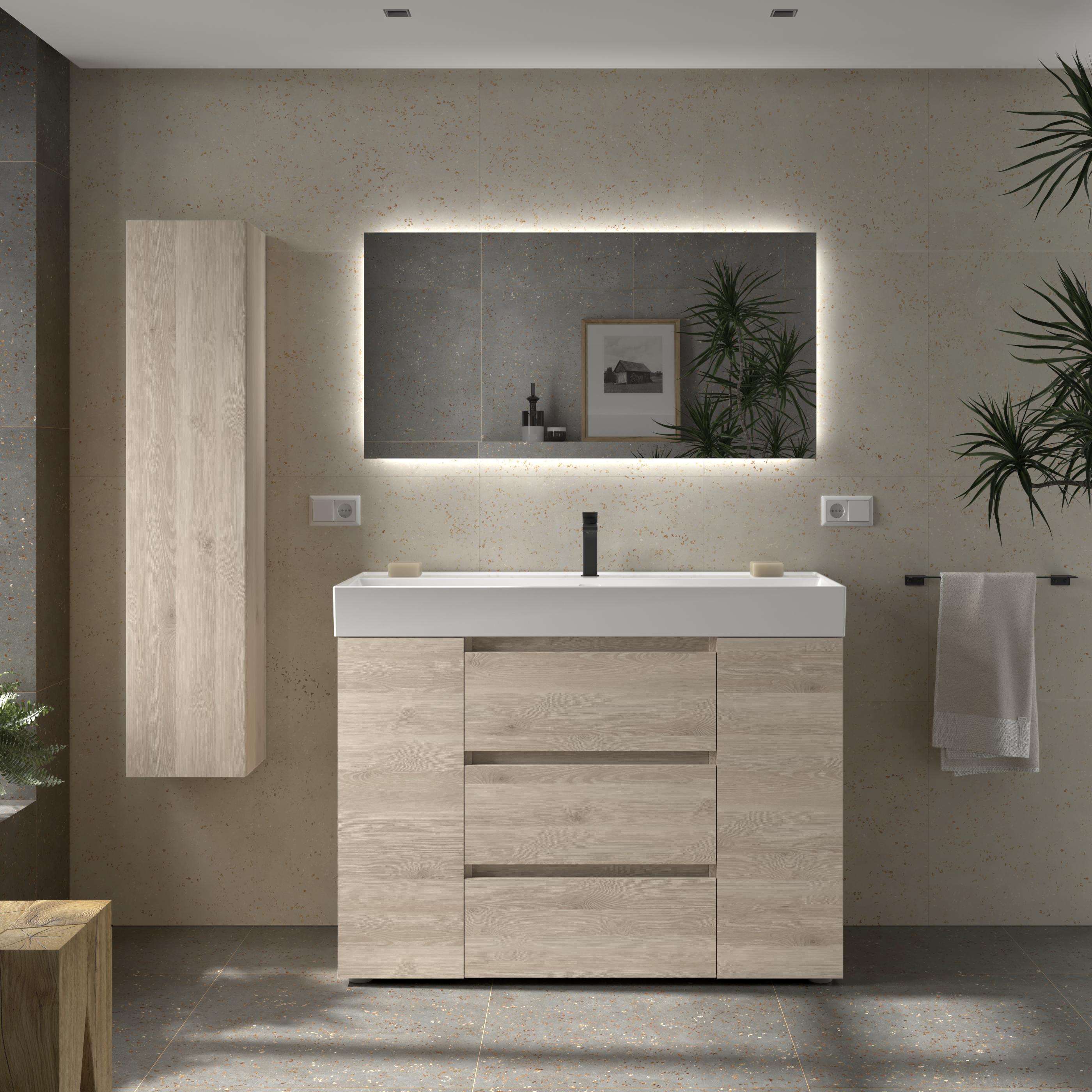 Imagen 2 de Mueble de baño 3C con 3 cajones con 1 puerta y lavabo Veneto de 1 poza Bequia Plus Salgar - Natural 120 cm Natural