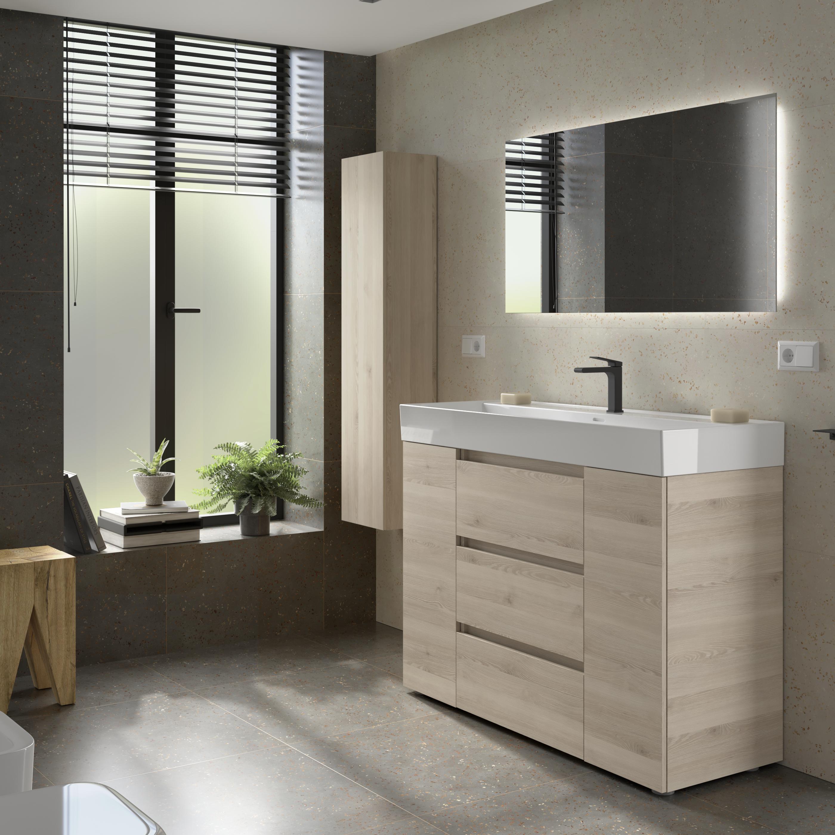 Imagen 3 de Mueble de baño 3C con 3 cajones con 1 puerta y lavabo Veneto de 1 poza Bequia Plus Salgar - Natural 120 cm Natural