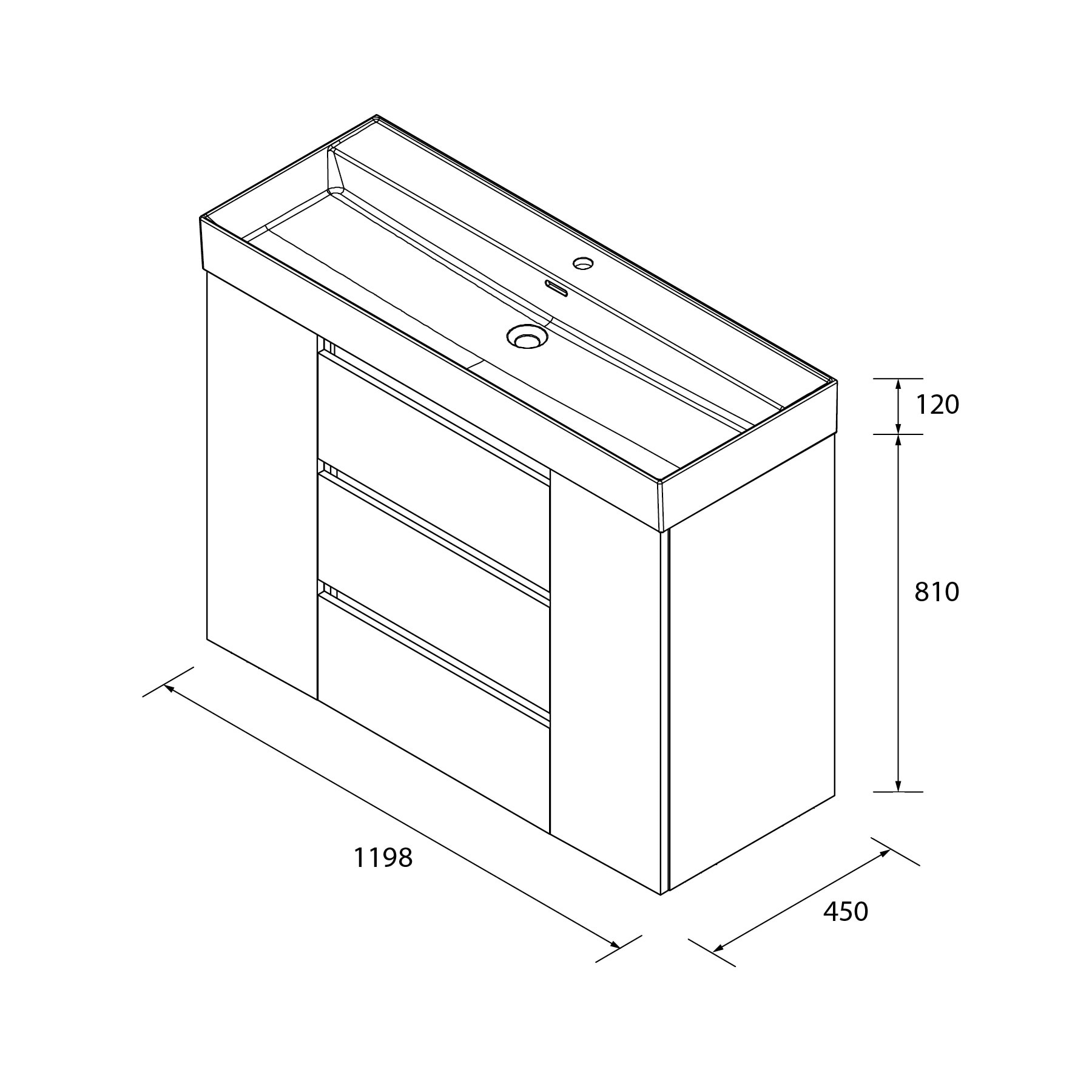 Imagen 6 de Mueble de baño 3C con 3 cajones con 1 puerta y lavabo Veneto de 1 poza Bequia Plus Salgar - Natural 120 cm Natural