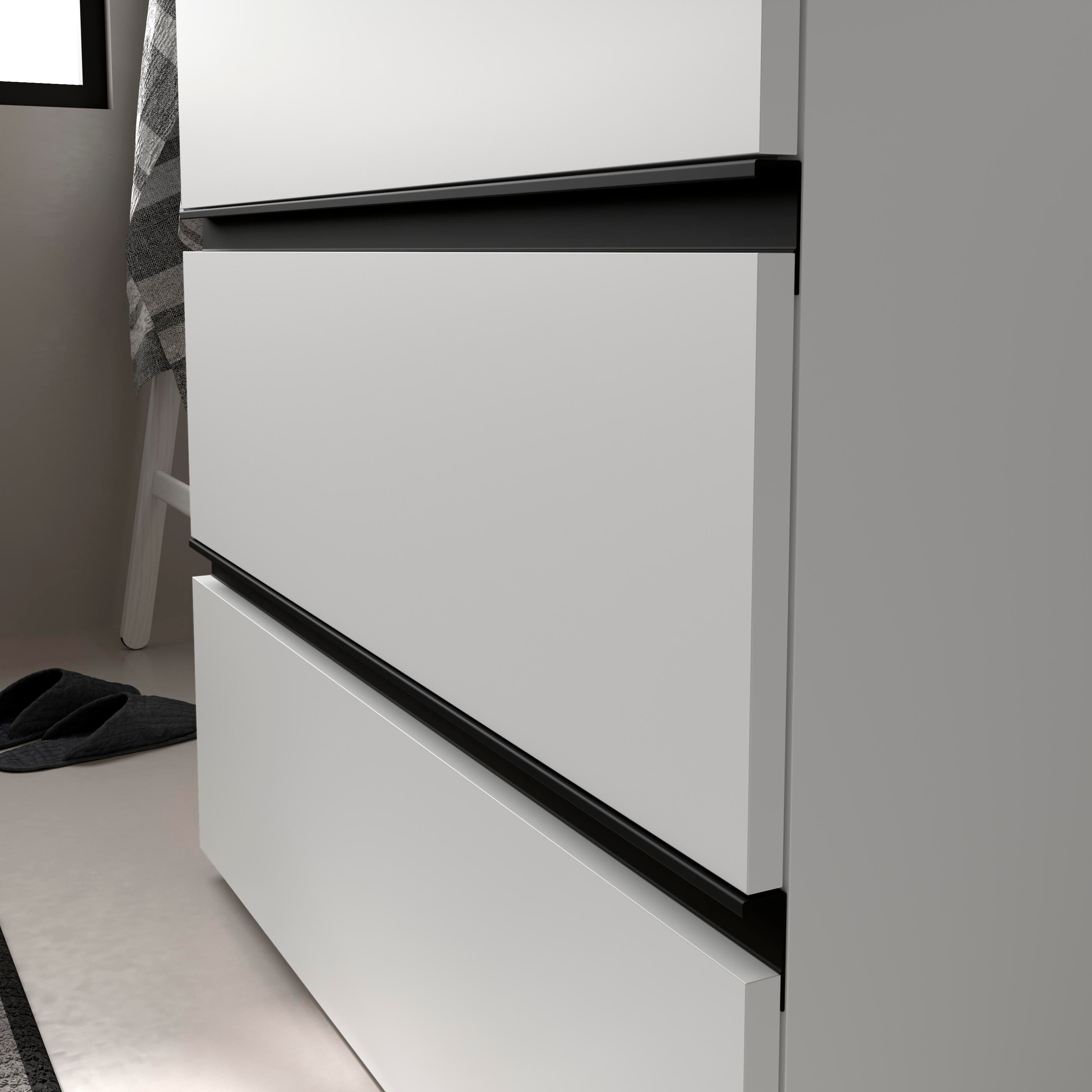 Mueble de baño metal 3C con 6 cajones y lavabo Vilna de 2 pozas Bequia Salgar - Blanco mate 160 cm Blanco mate-3