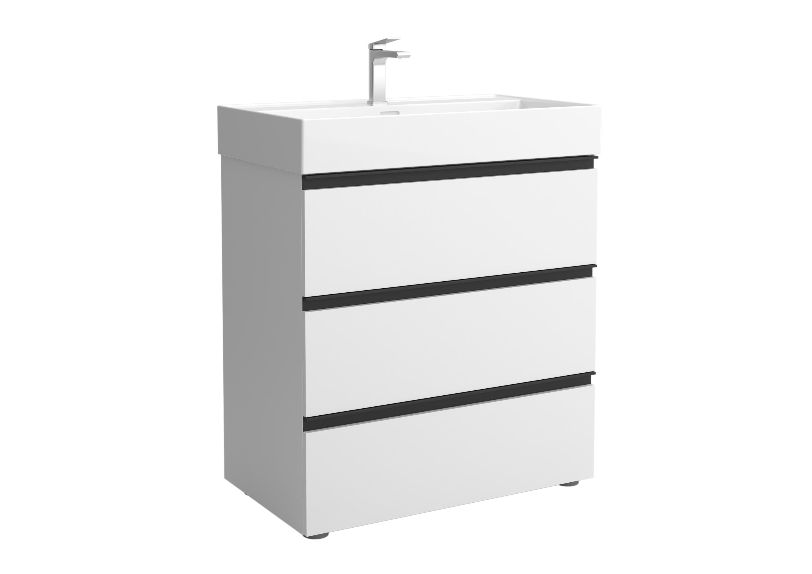 Imagen 1 de Mueble de baño metal 3C con 3 cajones y lavabo Veneto de 1 poza Bequia Salgar - Blanco mate 100 cm Blanco mate