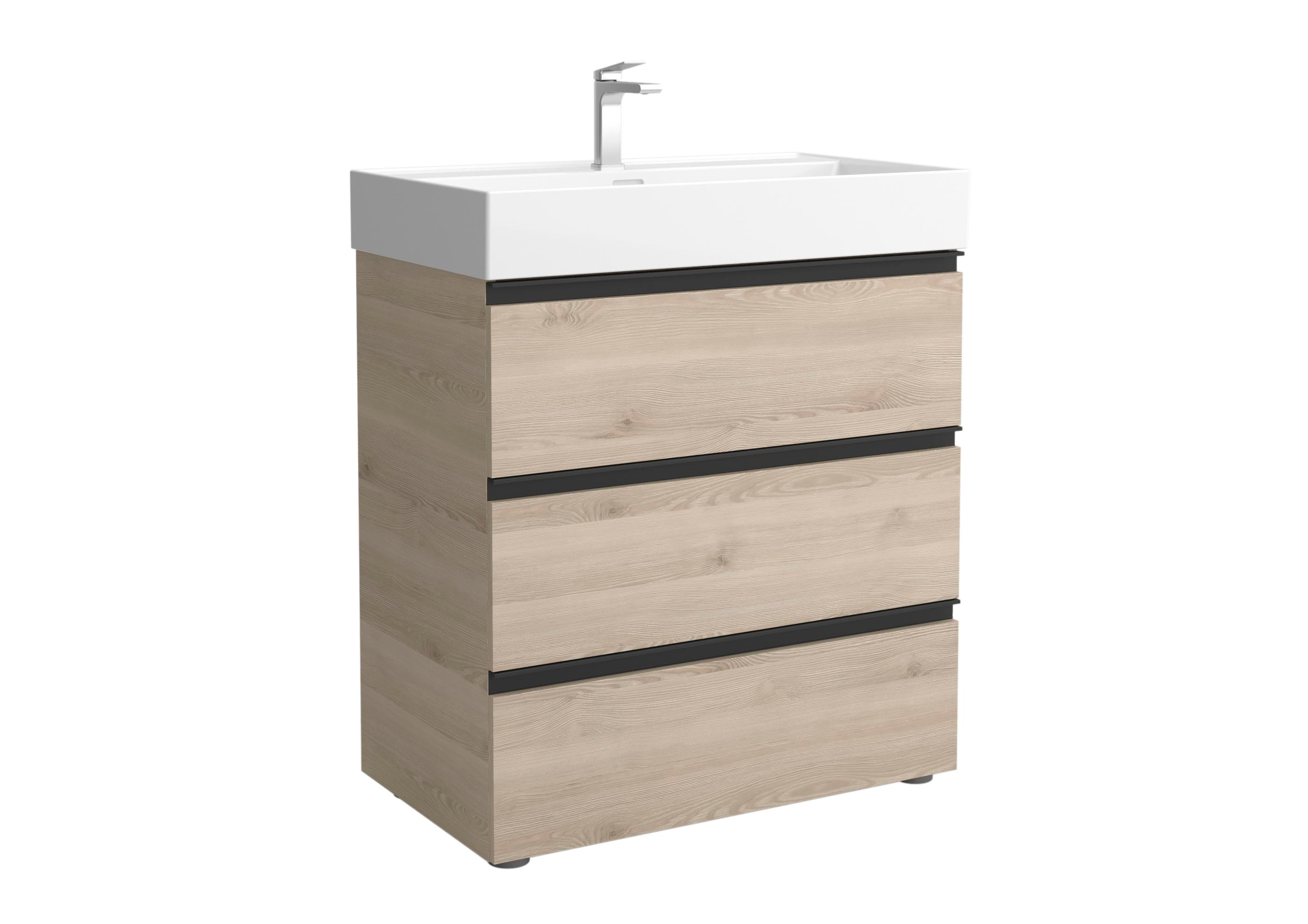 Imagen 1 de Mueble de baño metal 3C con 3 cajones y lavabo Veneto de 1 poza Bequia Salgar - Natural 80 cm Natural