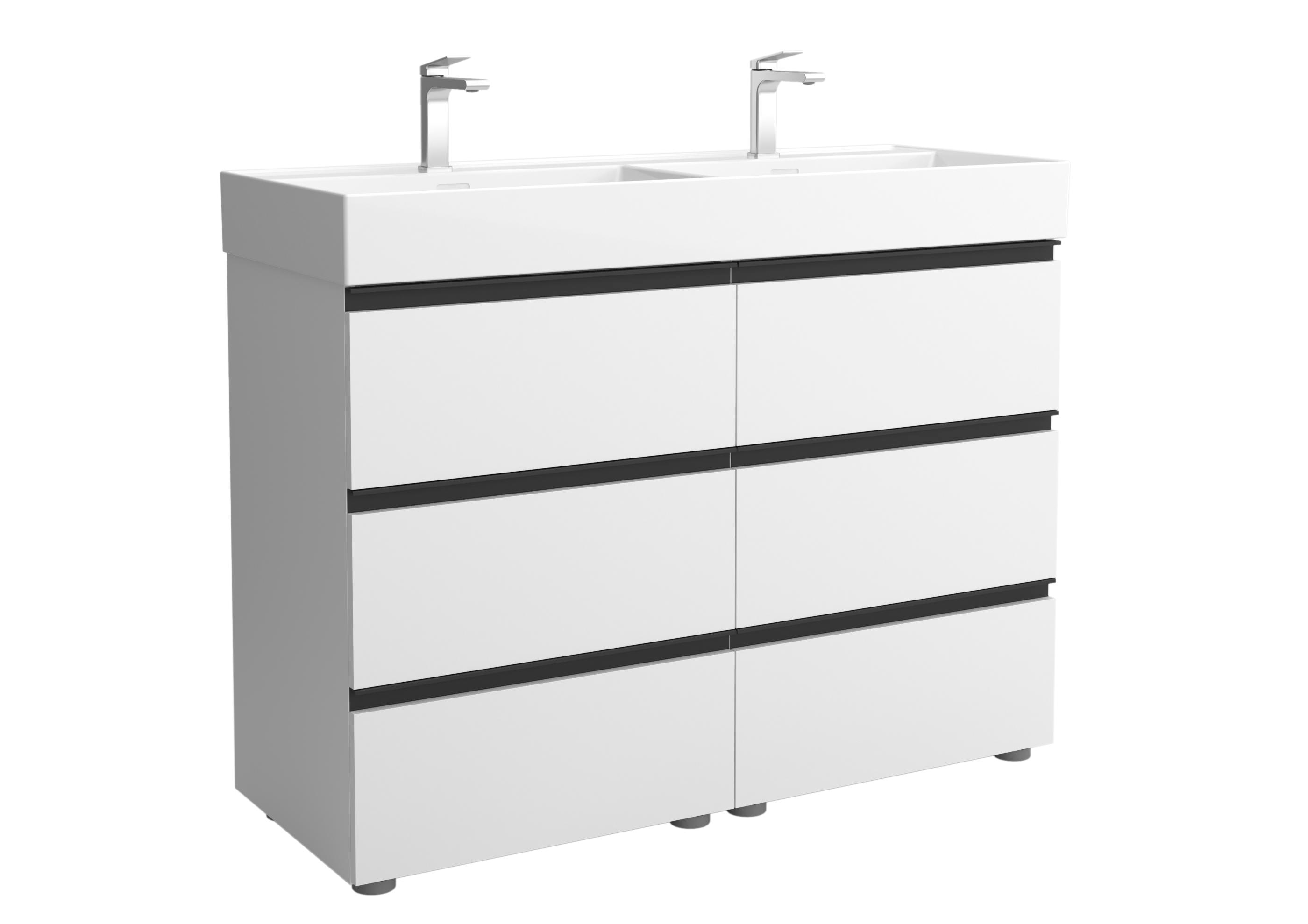 Imagen 1 de Mueble de baño metal 3C con 6 cajones y lavabo Veneto de 2 pozas Bequia Salgar - Blanco mate 120 cm Blanco mate