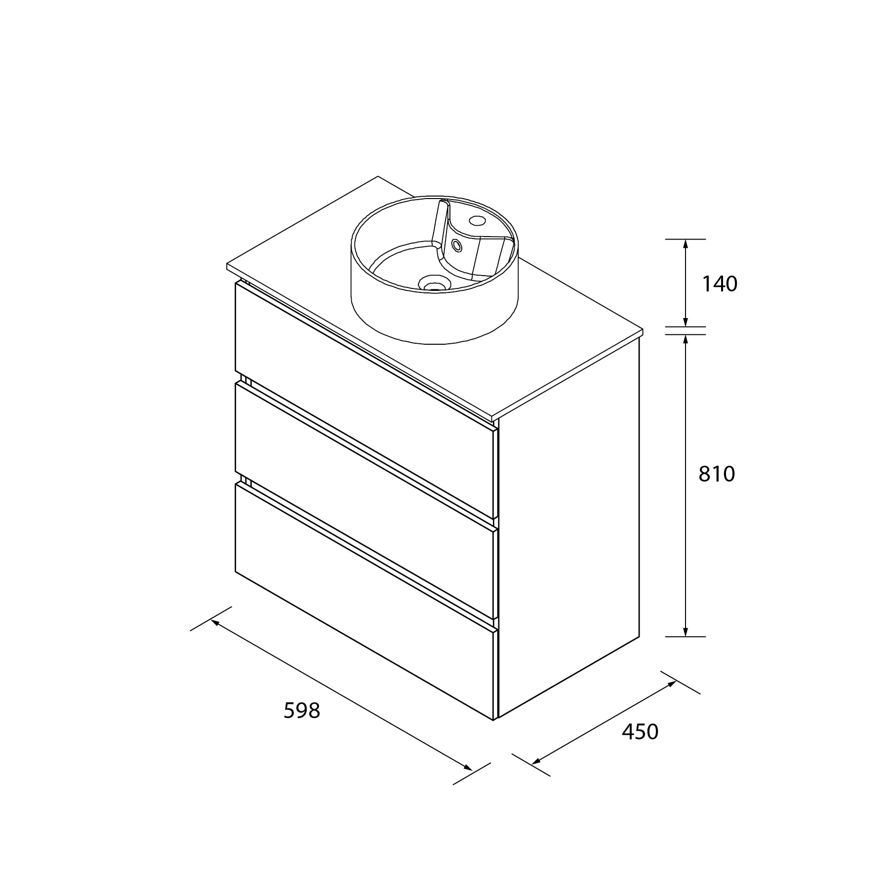 Imagen 6 de Mueble de baño metal 3C con 3 cajones y lavabo sobre encimera de 1 poza Bequia Salgar - Roble 100 cm Roble