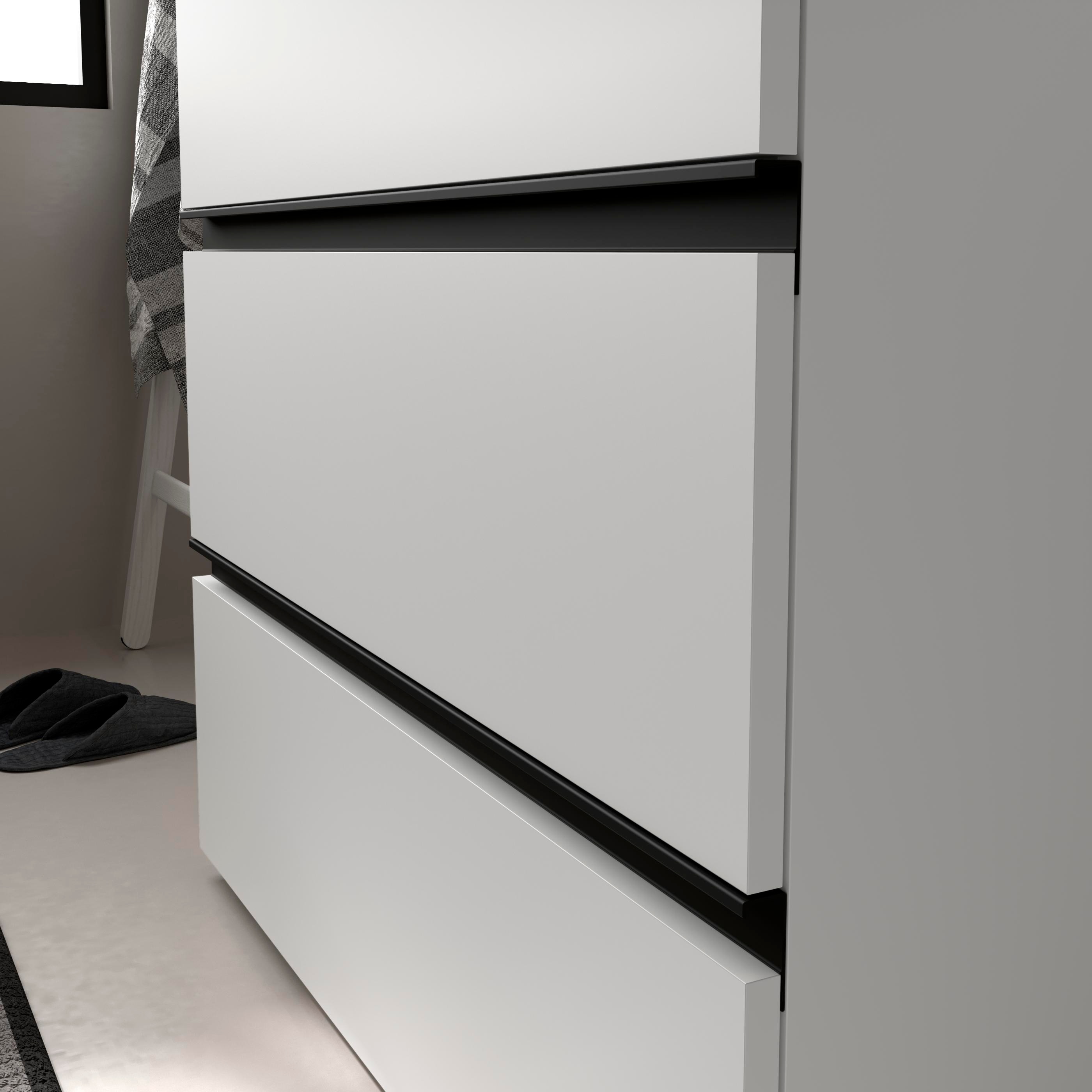 Imagen 4 de Mueble de baño metal 3C con 6 cajones y lavabo sobre encimera de 2 pozas Bequia Salgar - Blanco mate 120 cm Blanco mate