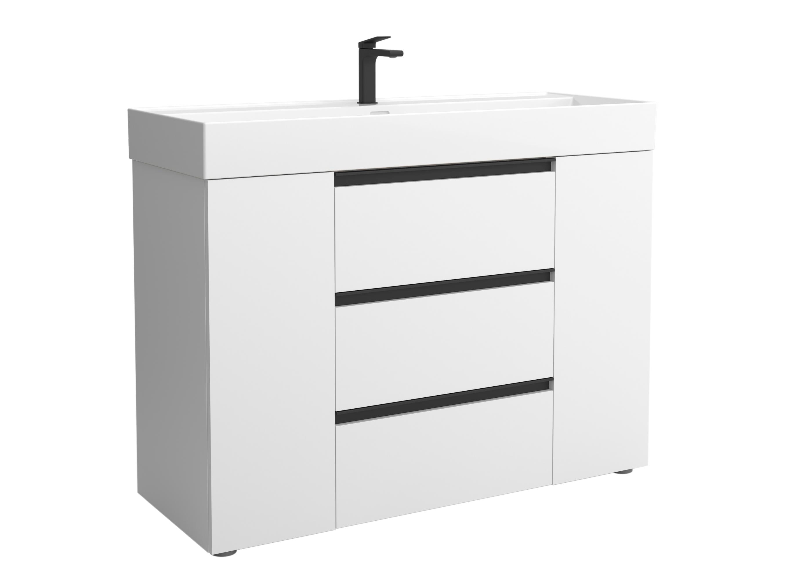 Imagen 1 de Mueble de baño 3C con 3 cajones con 1 puerta y lavabo Veneto de 1 poza Bequia Plus Metal Salgar - Blanco mate 120 cm Blanco mate