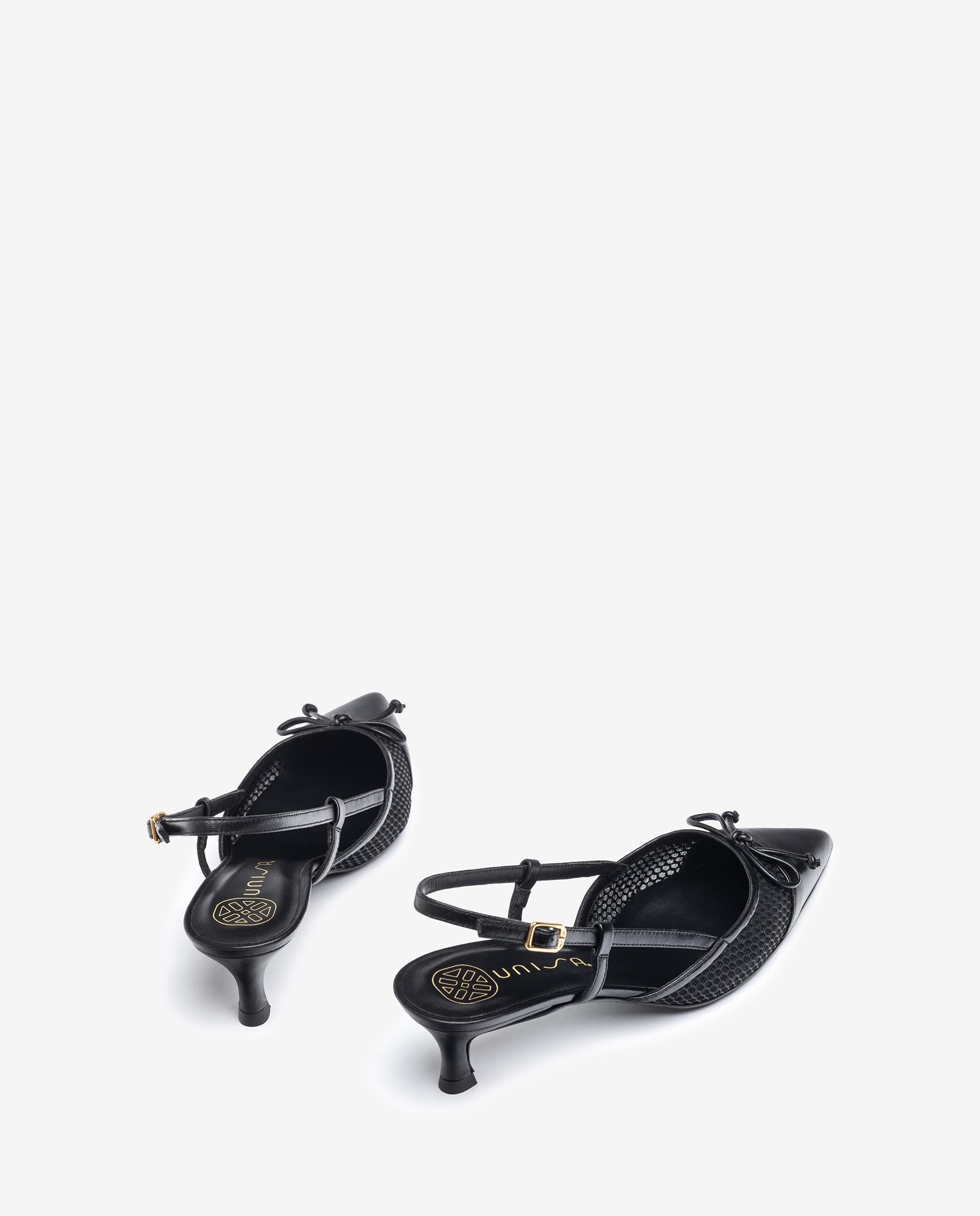 Zapatos de salón de mujer de punta afilada y piel napa - Unisa - Negro Negro-3