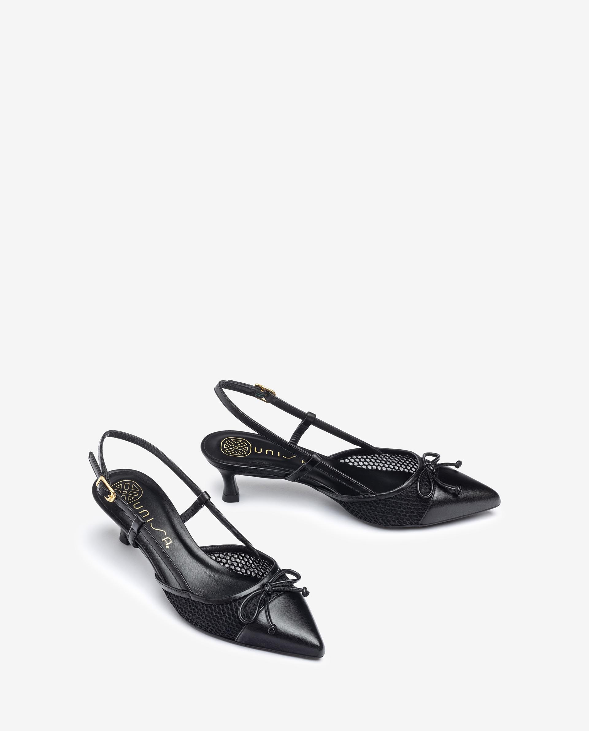 Zapatos de salón de mujer de punta afilada y piel napa - Unisa - Negro Negro-5
