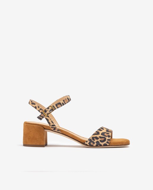 Imagen 0 de Sandalias de tacón de mujer de ante animal print
