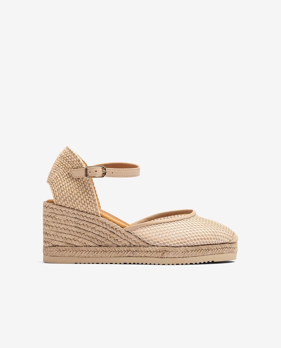 Alpargatas de cuñas de mujer de rejilla - Unisa - Beige Beige-1