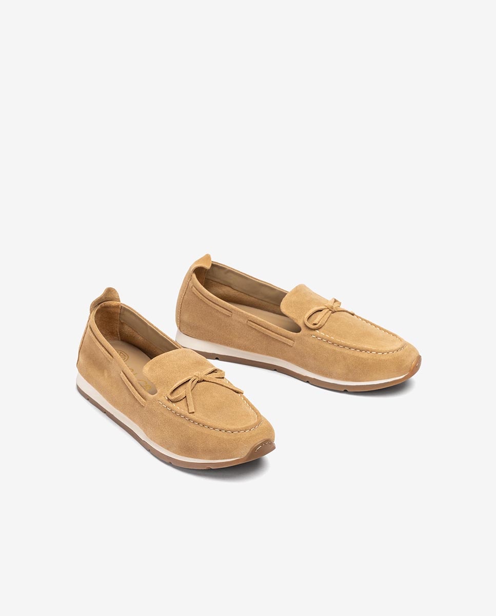 Mocasines planos de mujer de serraje - Unisa - Camel Camel-3