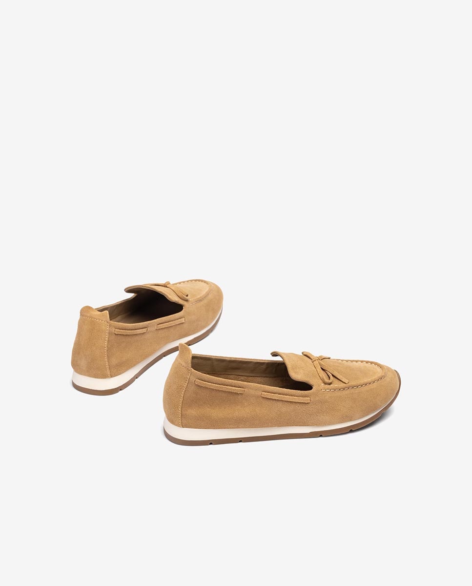 Mocasines planos de mujer de serraje - Unisa - Camel Camel-4