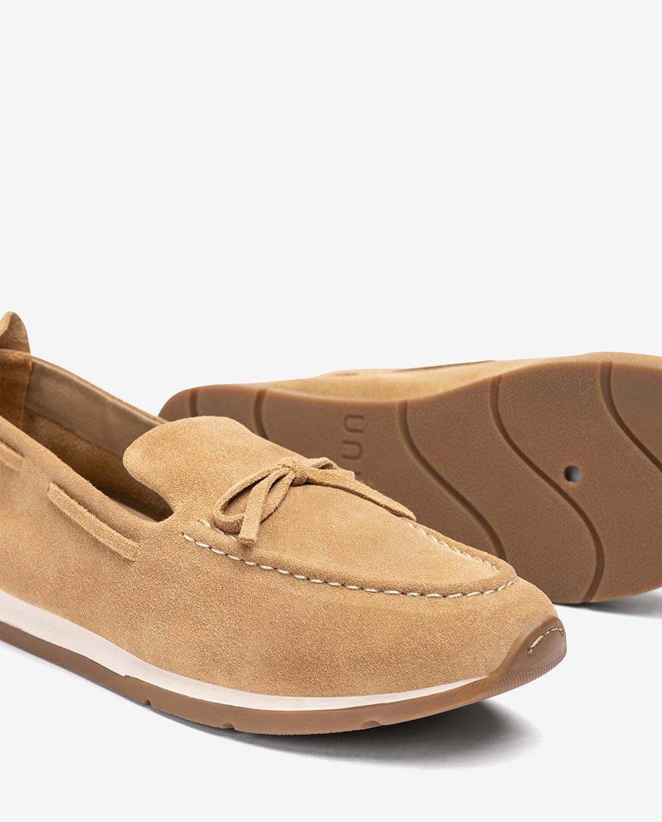 Mocasines planos de mujer de serraje - Unisa - Camel Camel-5