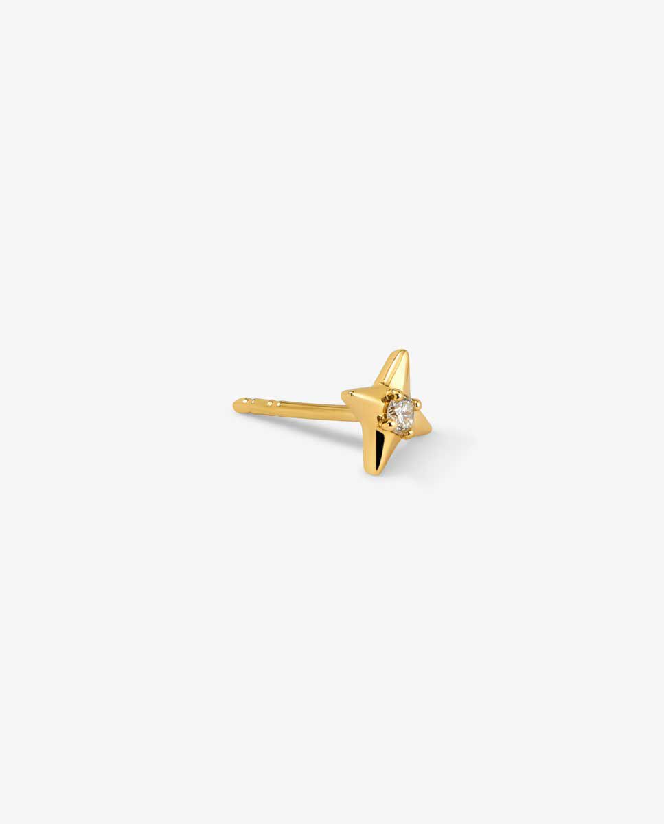 Imagen 3 de Pendiente individual de oro 18K con diamante - SUAREZ - Blanco Blanco