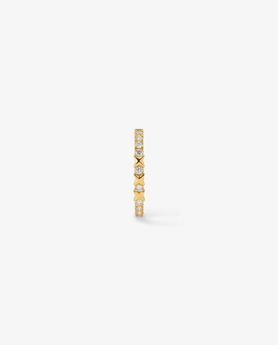 Imagen 1 de Pendiente individual de aro de oro amarillo de 18K con diamantes - SUAREZ - Blanco Blanco