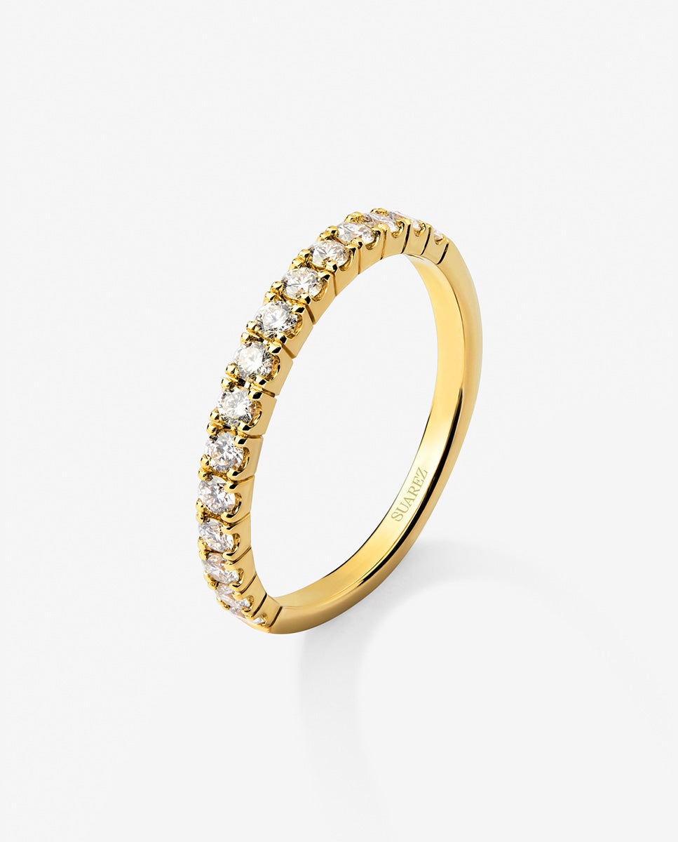 Imagen 0 de Anillo media alianza de oro amarillo de 18k Blanco
