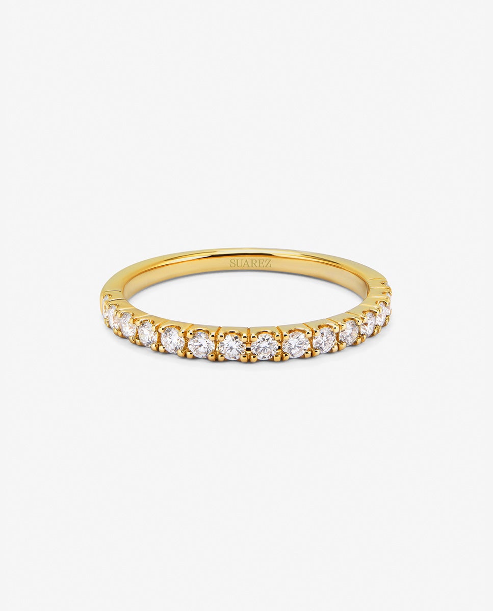 Anillo media alianza de oro amarillo de 18k - SUAREZ - Blanco Blanco-2